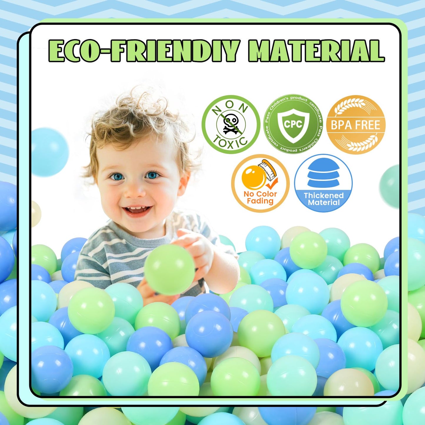 TrendBox 100 Pcs Mixed Color Ball Pit Balls – Safe Plastic Playset