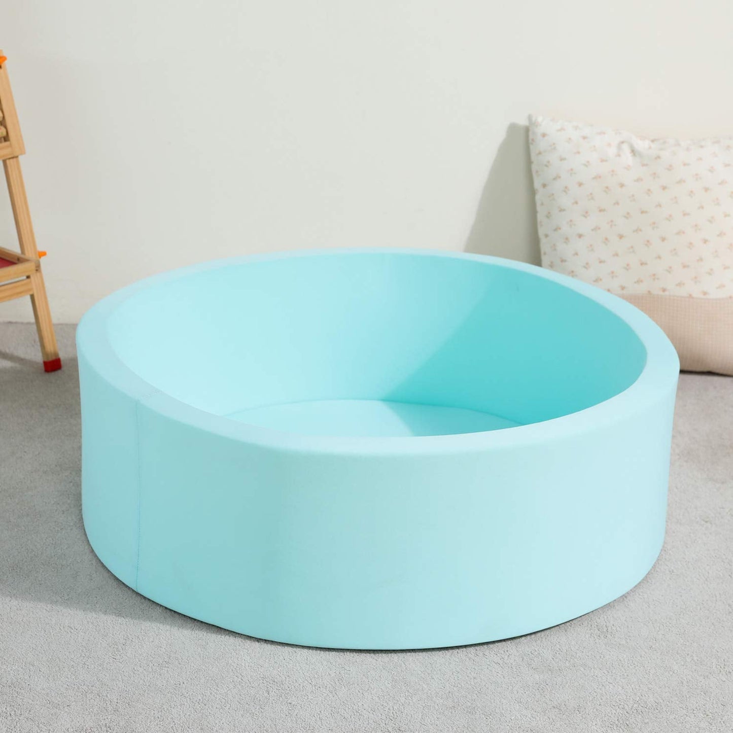 TrendBox Memory Foam Sponge Ball Pit for Toddlers — Indoor Round Play Space, Light Blue (No Balls)