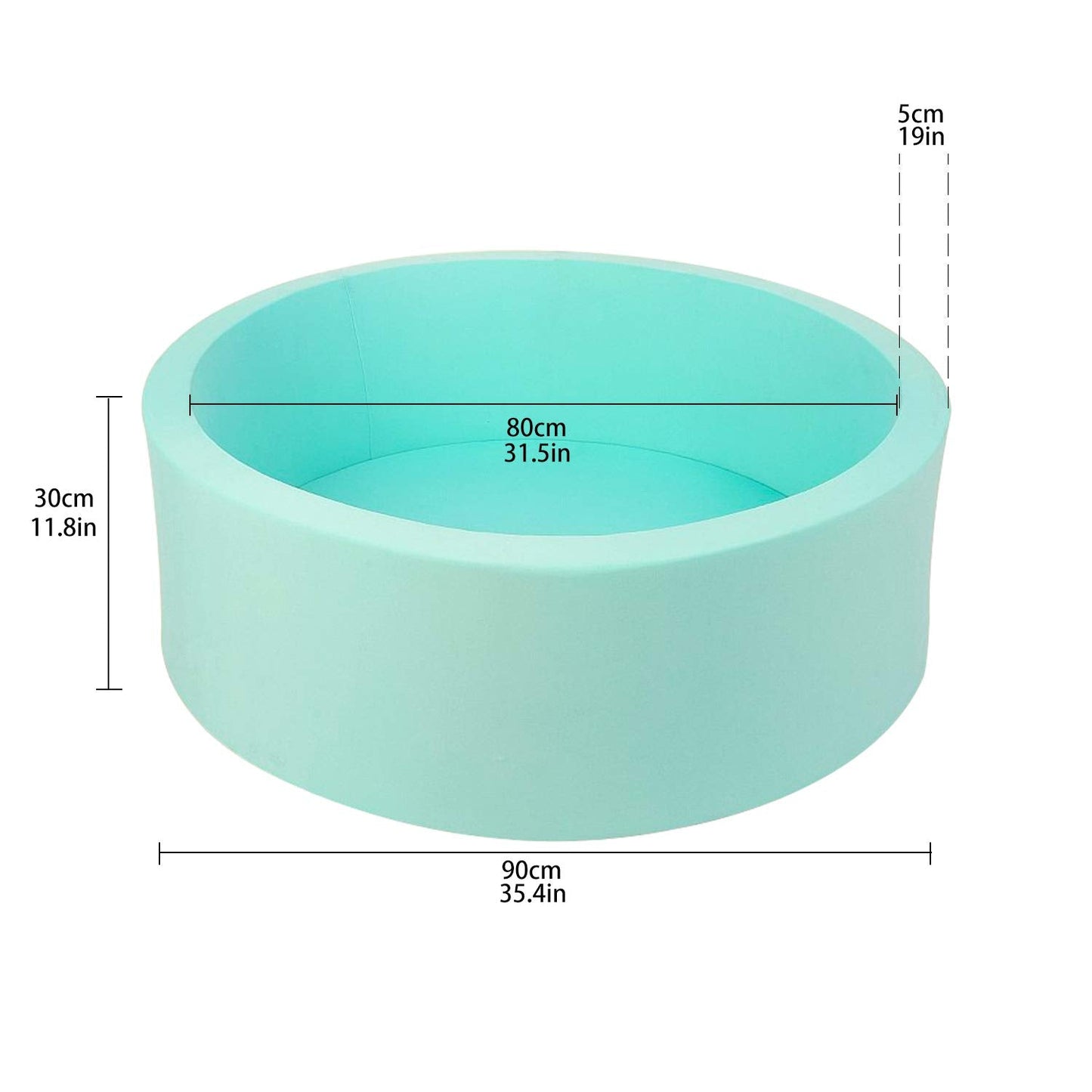 TrendBox Memory Foam Sponge Ball Pit for Toddlers — Indoor Round Play Space, Light Blue (No Balls)