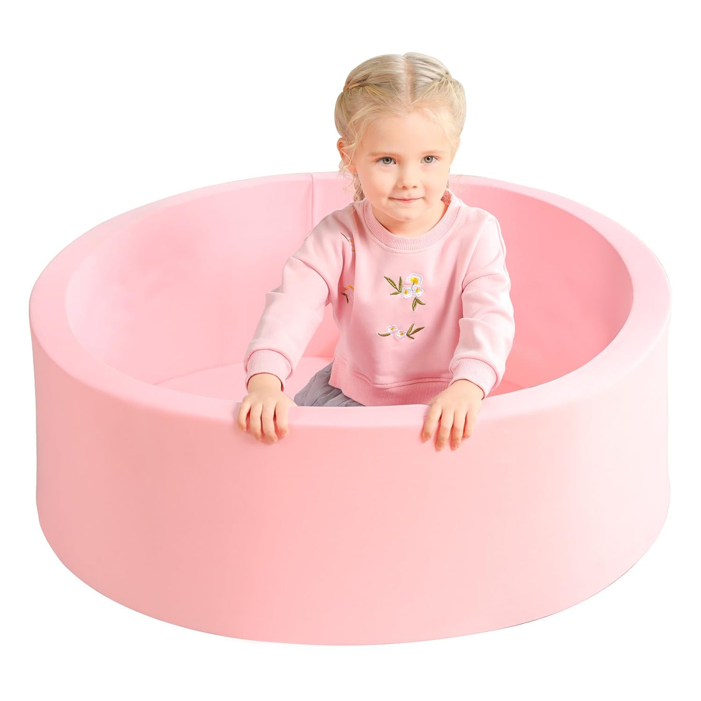 TRENDBOX Memory Foam Round Ball Pit for Toddlers – Light Pink (90 cm)