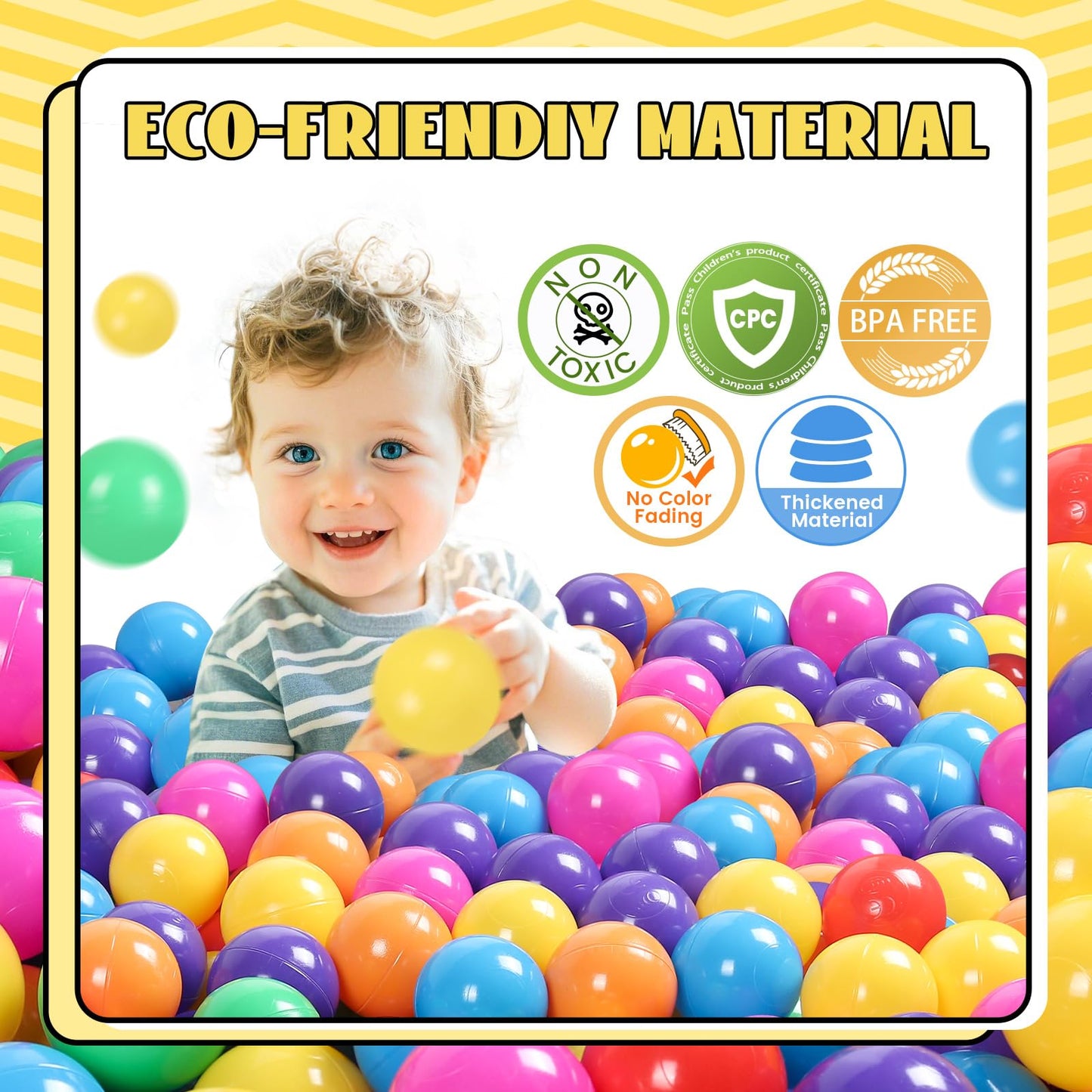 TRENDBOX 50 Pcs Ball Pit Balls – BPA Free Ocean Balls for Toddlers, 7 Colors