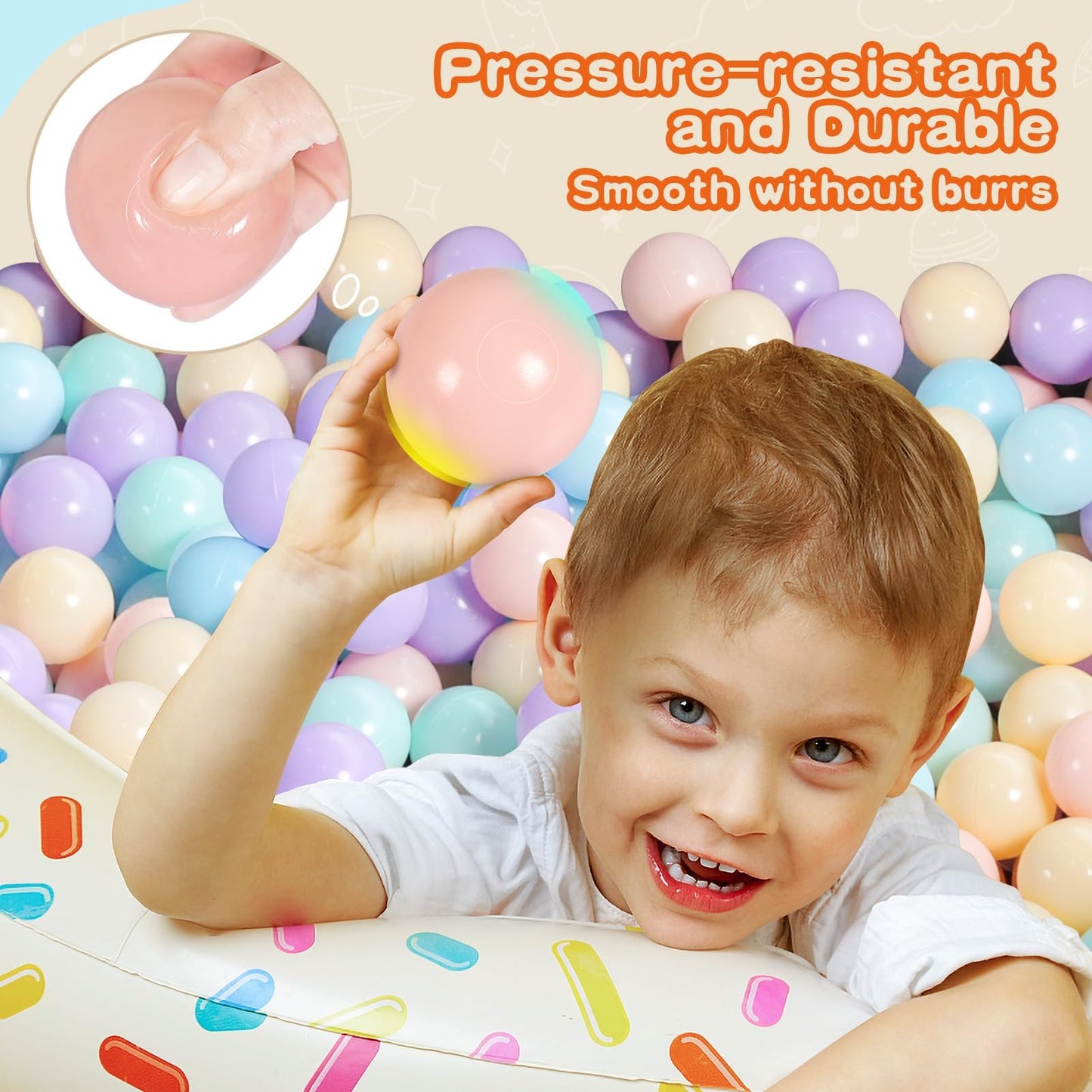 TRENDBOX Ball Pit Balls 100 – Macaron Colors for Toddlers | Safe, Non-Toxic, BPA-Free