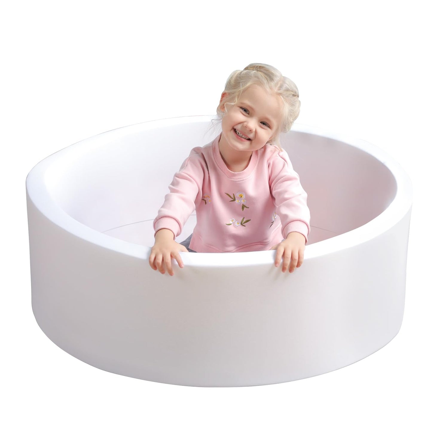 TRENDBOX Soft Memory Foam Ball Pit – 90cm Diameter, 30cm High, White (NO Balls)