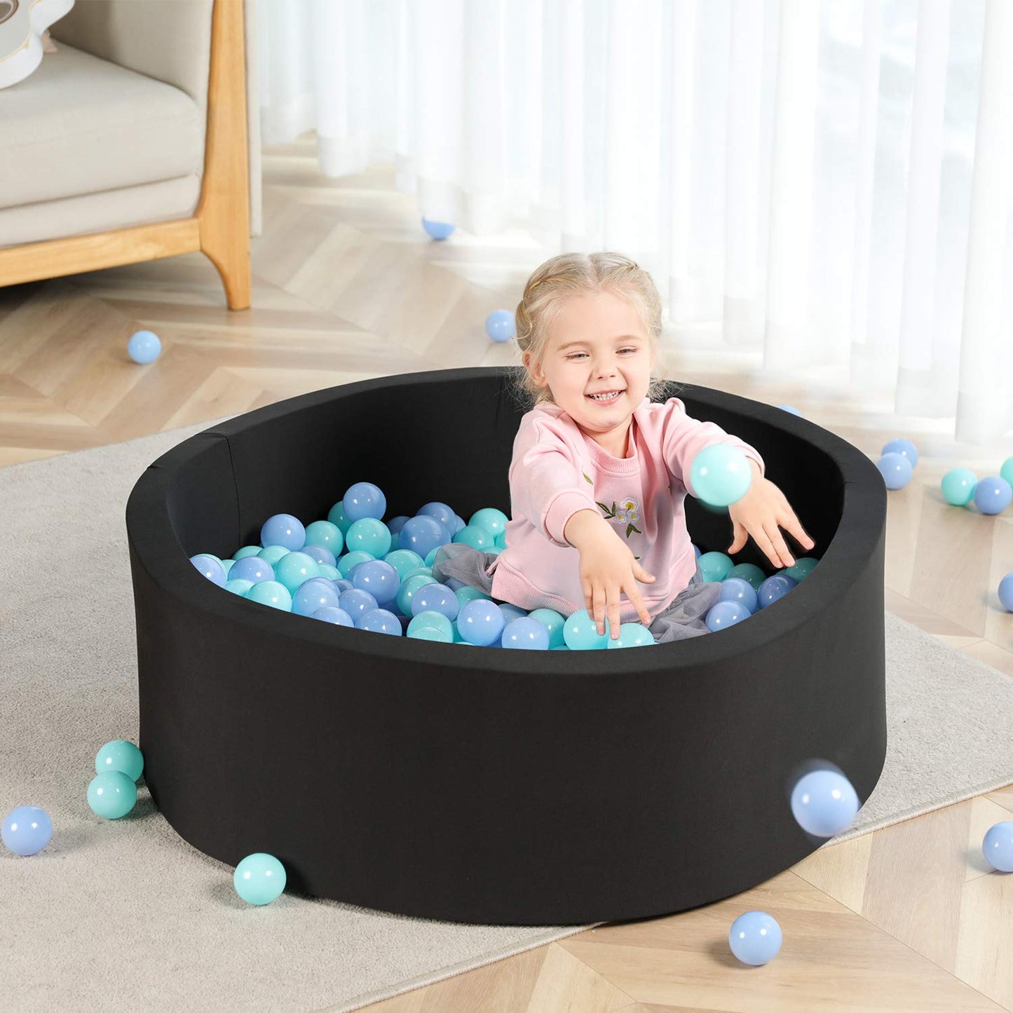 TrendBox Soft Foam Ball Pit – Round Indoor Ball Pit for Kids, Easy Clean & Stylish Decor