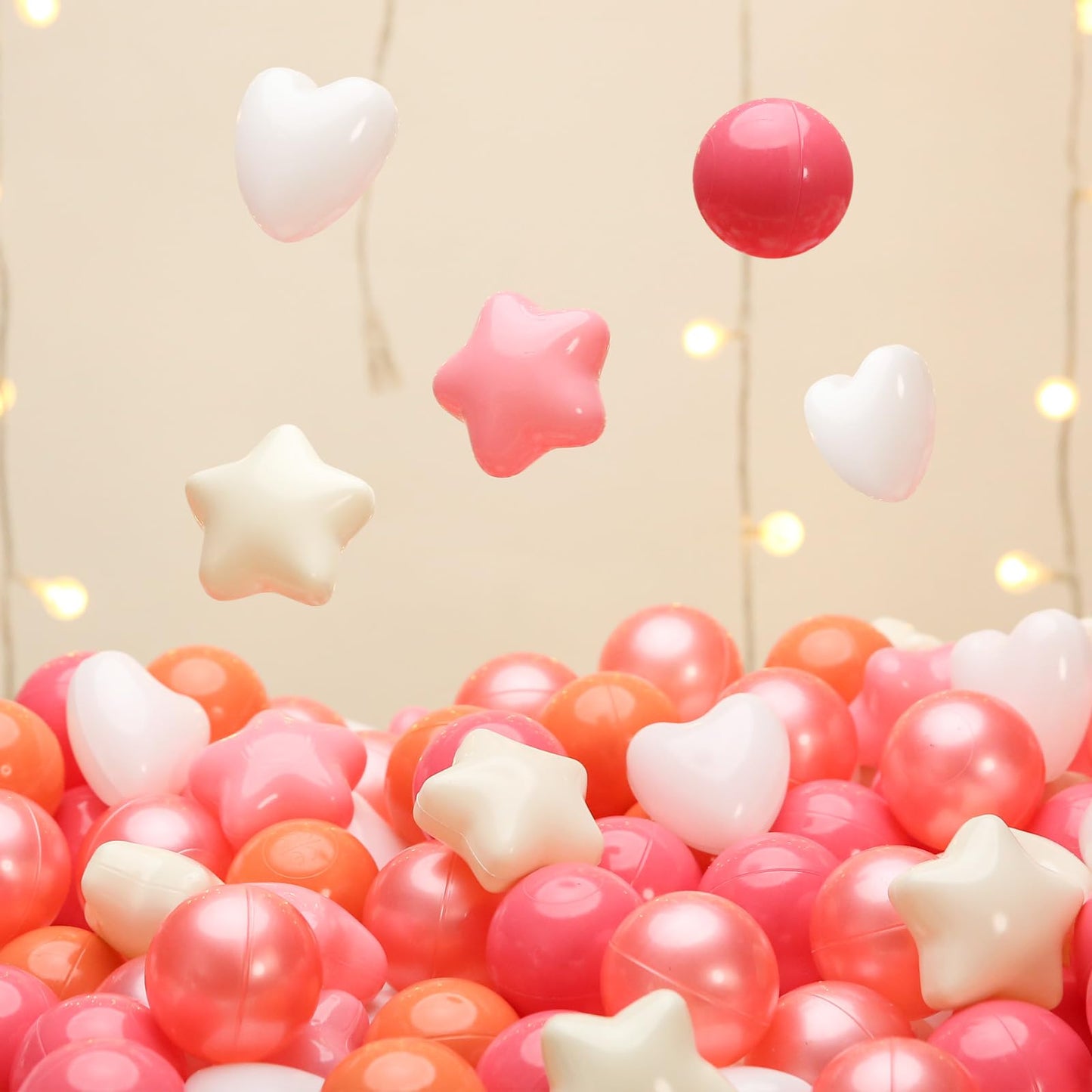 TRENDPLAY Ball Pit Balls – Star & Heart Shapes, 100 Count | Safe, Colorful Play for Toddlers