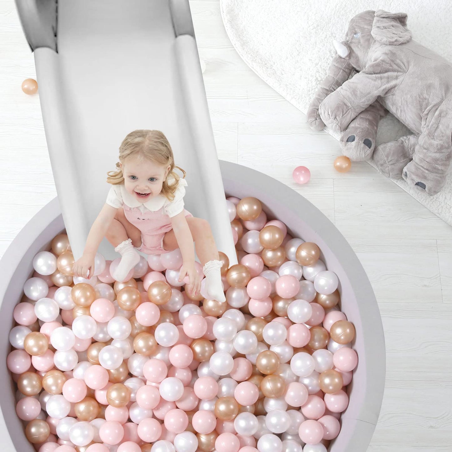 TRENDPLAY 2.2-Inch Plastic Balls – 500-Pack for Ball Pits (Pink, Pearl White & Pearl Brown)