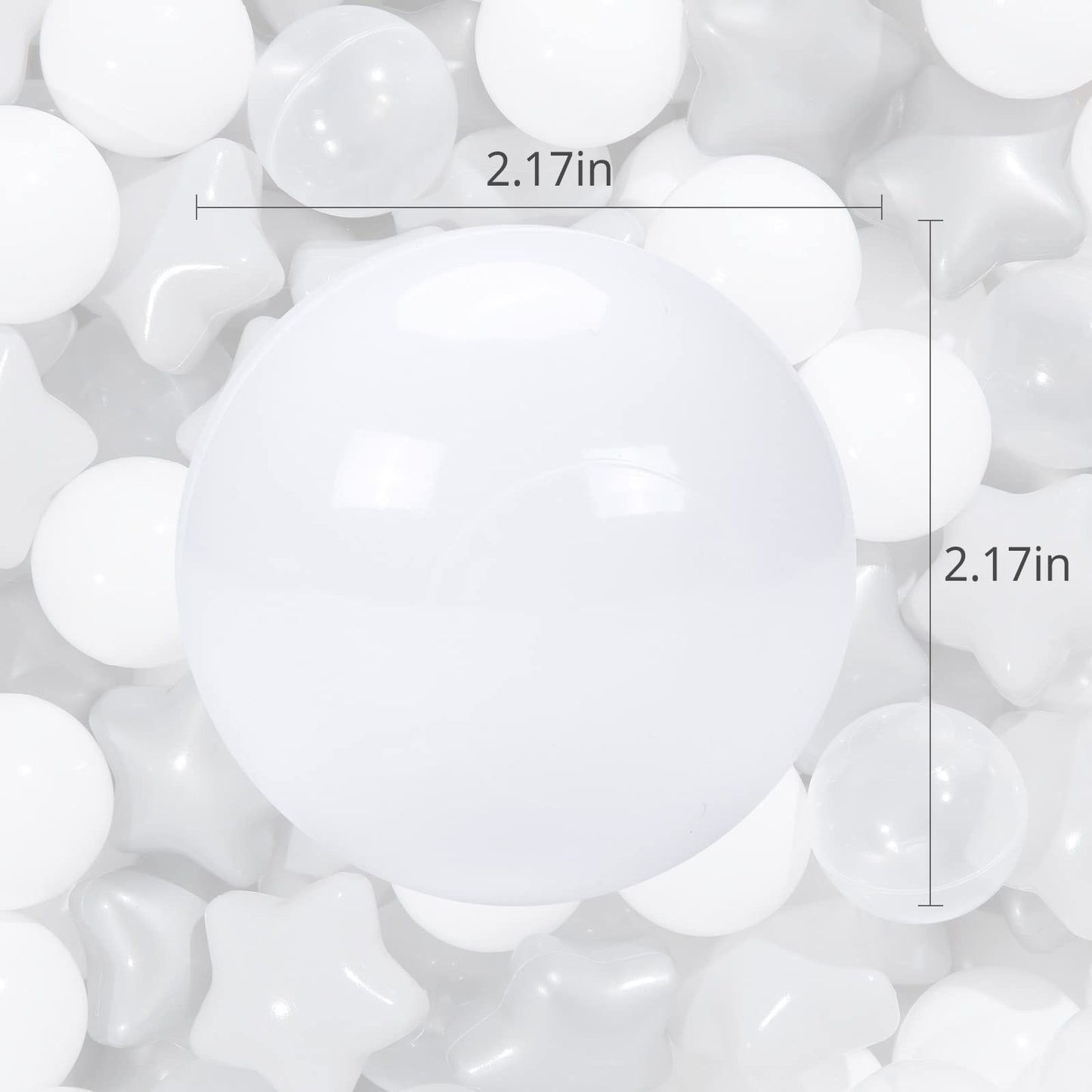 TRENDPLAY Star Ball Pit Balls for Toddlers - 100 Count, Non-Toxic Star Shapes (Gray + Clear)