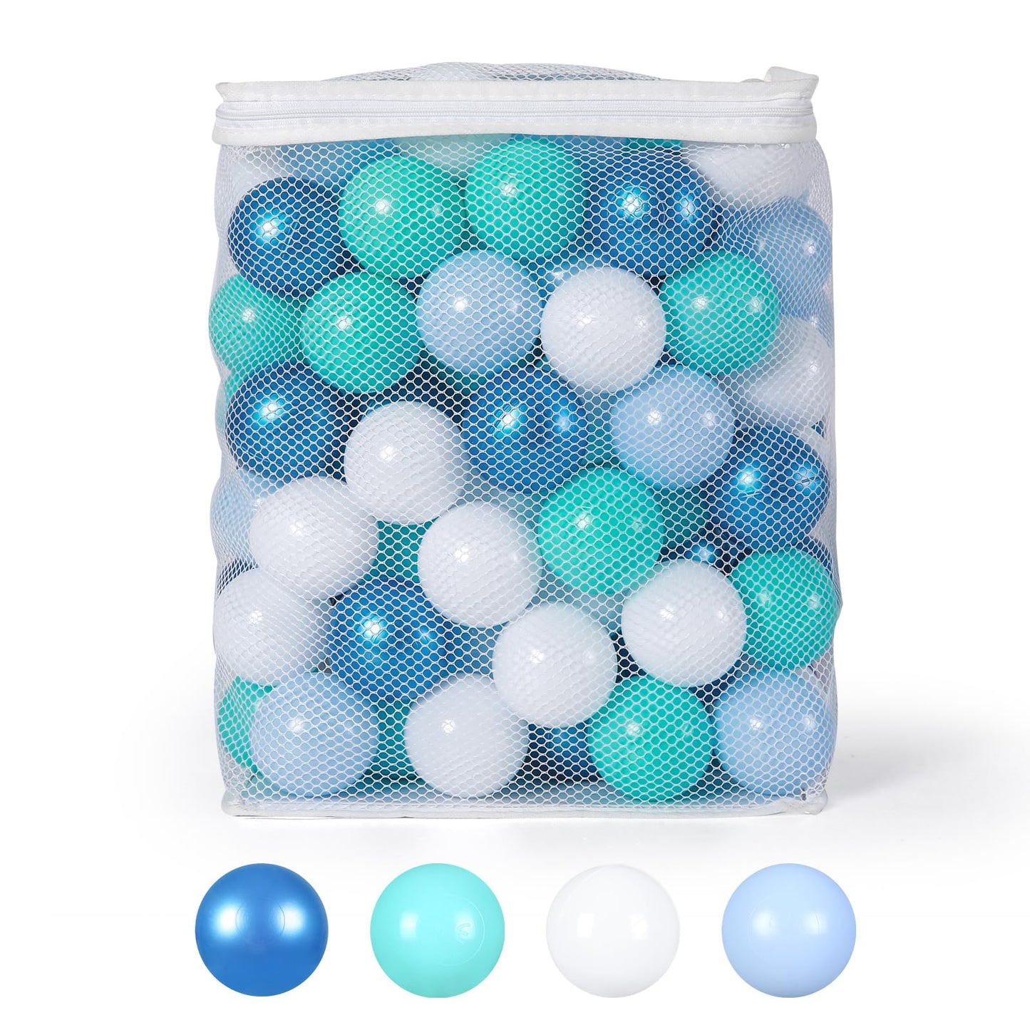 TRENDPLAY Plastic Balls for Ball Pits – Pack of 100 Hollow Balls, Safe & Durable (Pearl Blue + Green)