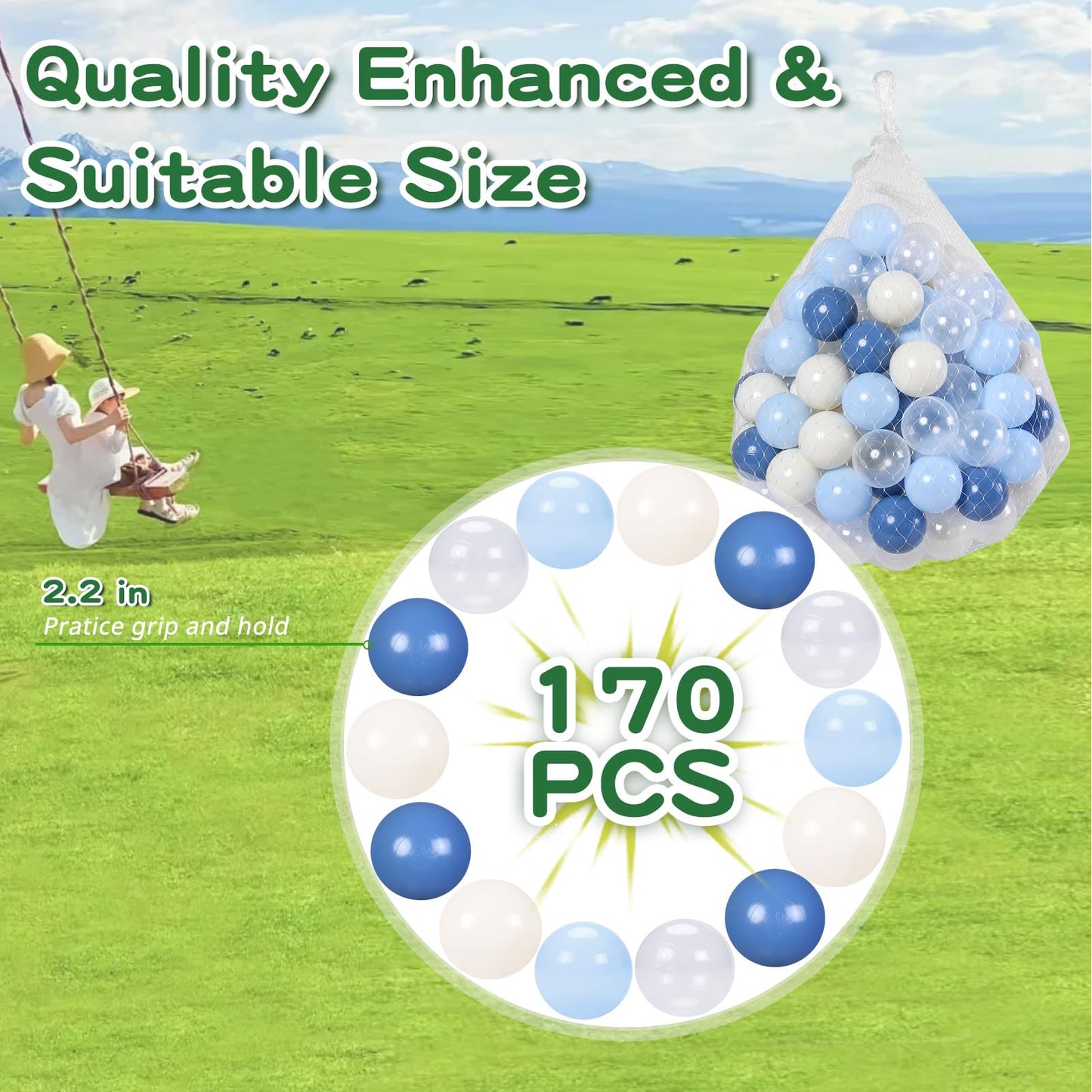 TRENDPLAY Plastic Balls for Ball Pits – Navy 170-Pack Hollow Balls, Safe, Durable, 2.2-inch
