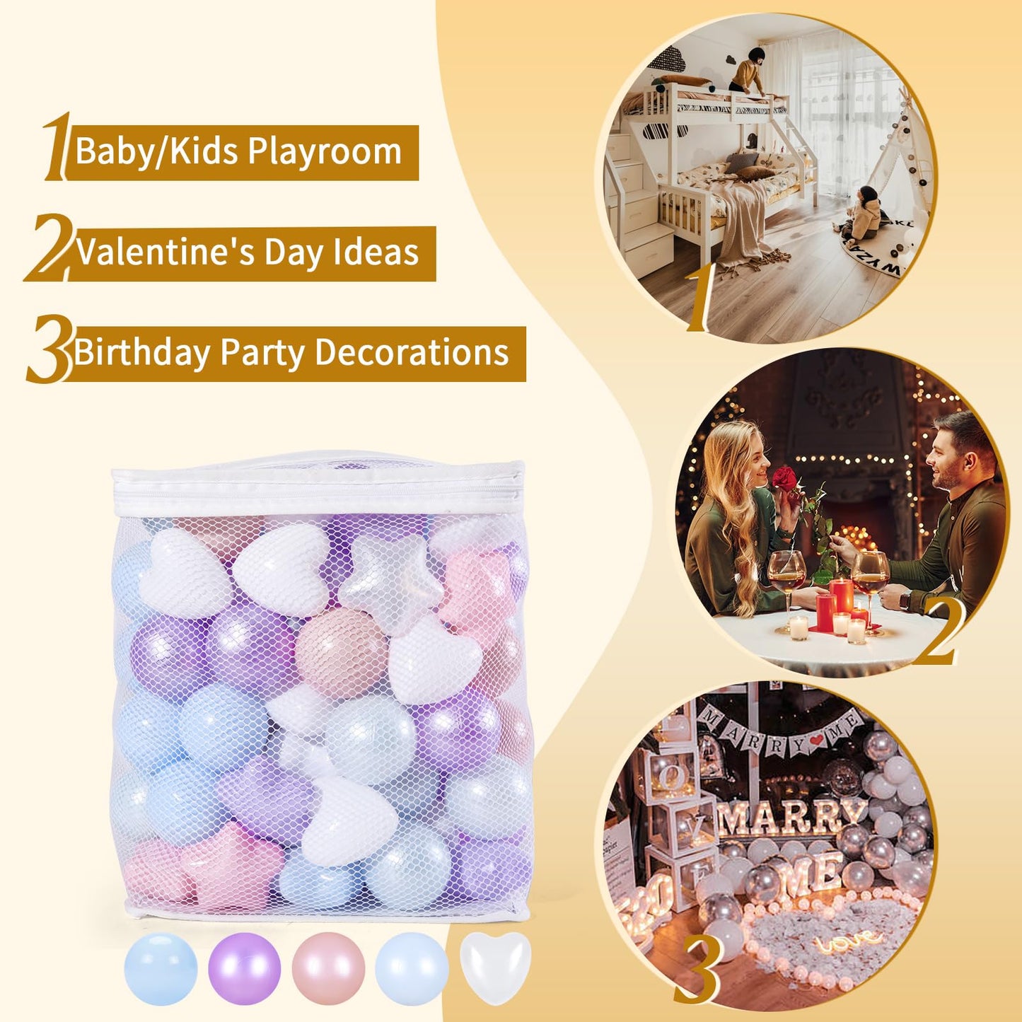 TRENDPLAY Ball Pit Balls – Stars & Hearts, 100 Count, Safe Colorful Play for Toddlers