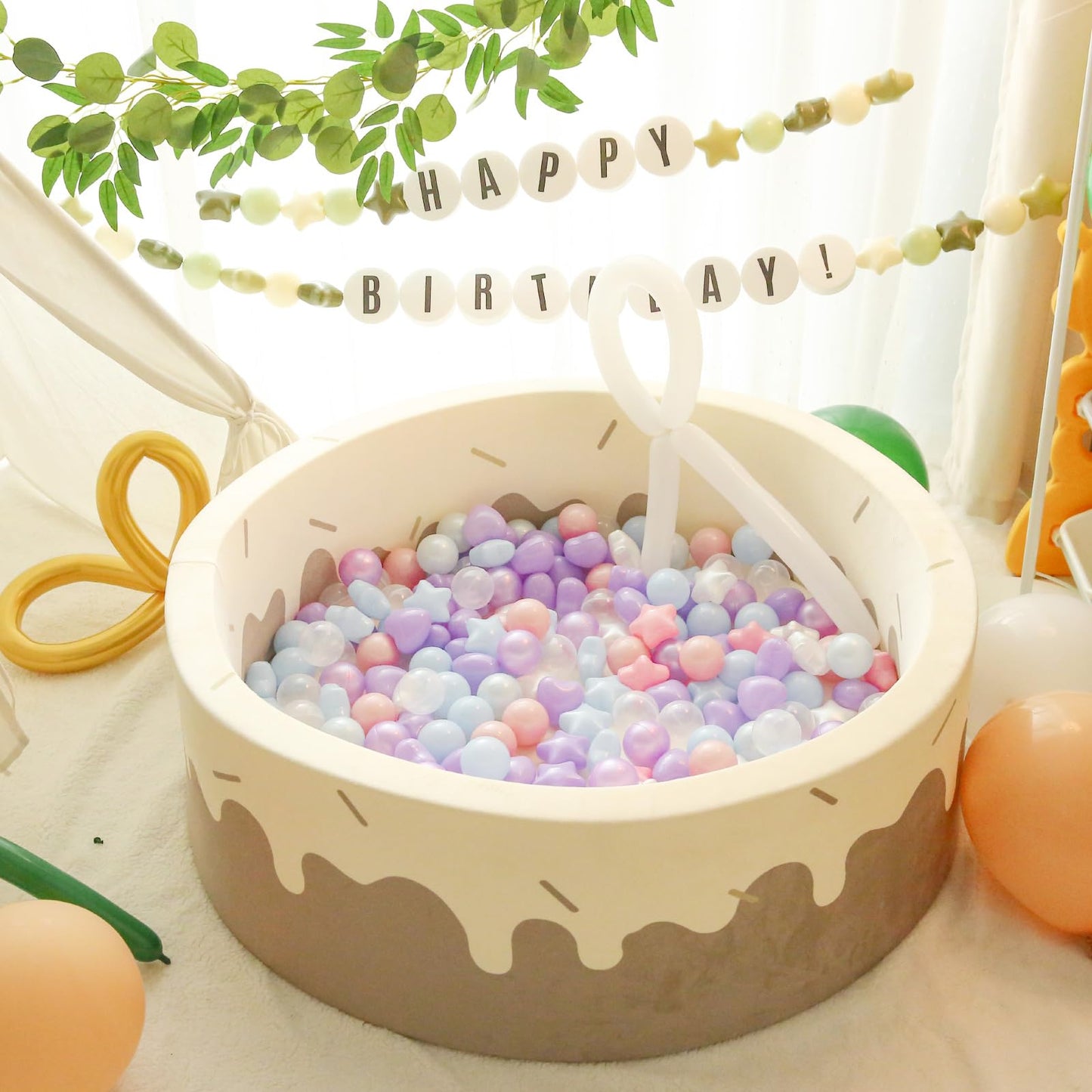 TRENDPLAY Ball Pit Balls – Stars & Hearts (200 Count) for Toddlers | Blue Pink Purple White