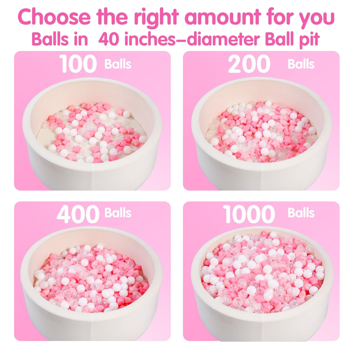 TRENDPLAY Ball Pit Balls 500 Count – Star & Heart Shapes for Toddlers (Pink, Blue, Purple)