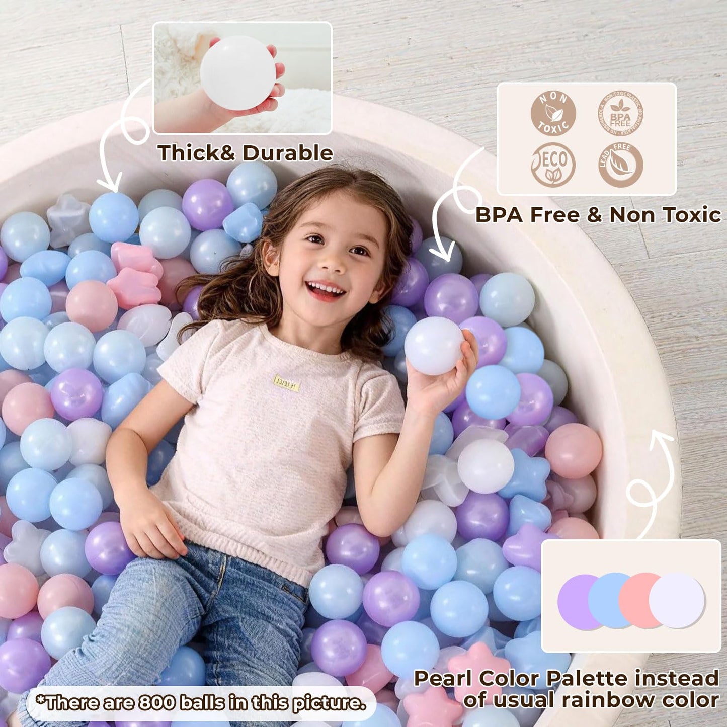 TRENDPLAY Ball Pit Balls – Stars & Hearts, 100 Count, Safe Colorful Play for Toddlers