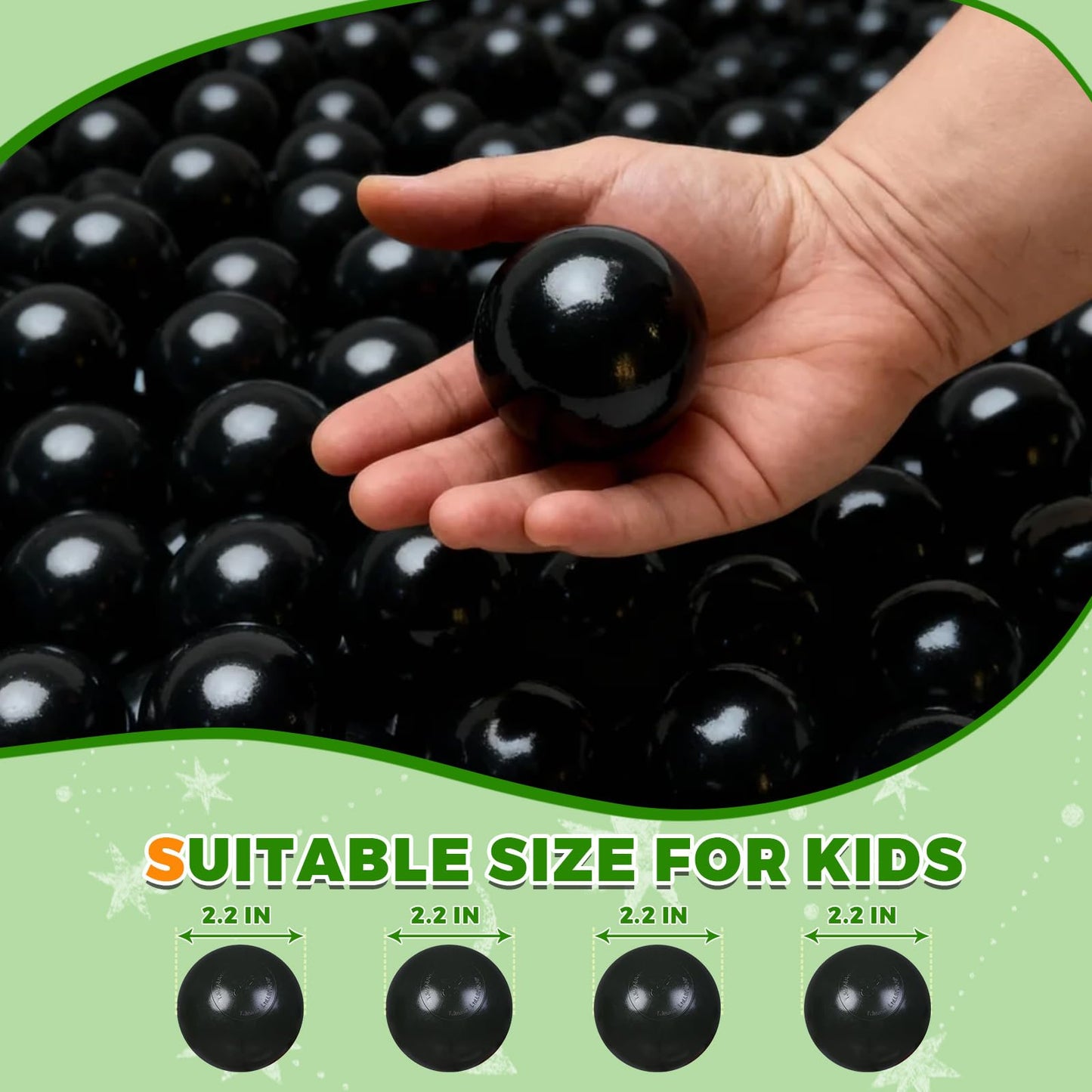 TRENDPLAY Black Ball Pit Balls – Safe Plastic Balls, 170-Pack for Indoor & Outdoor Play