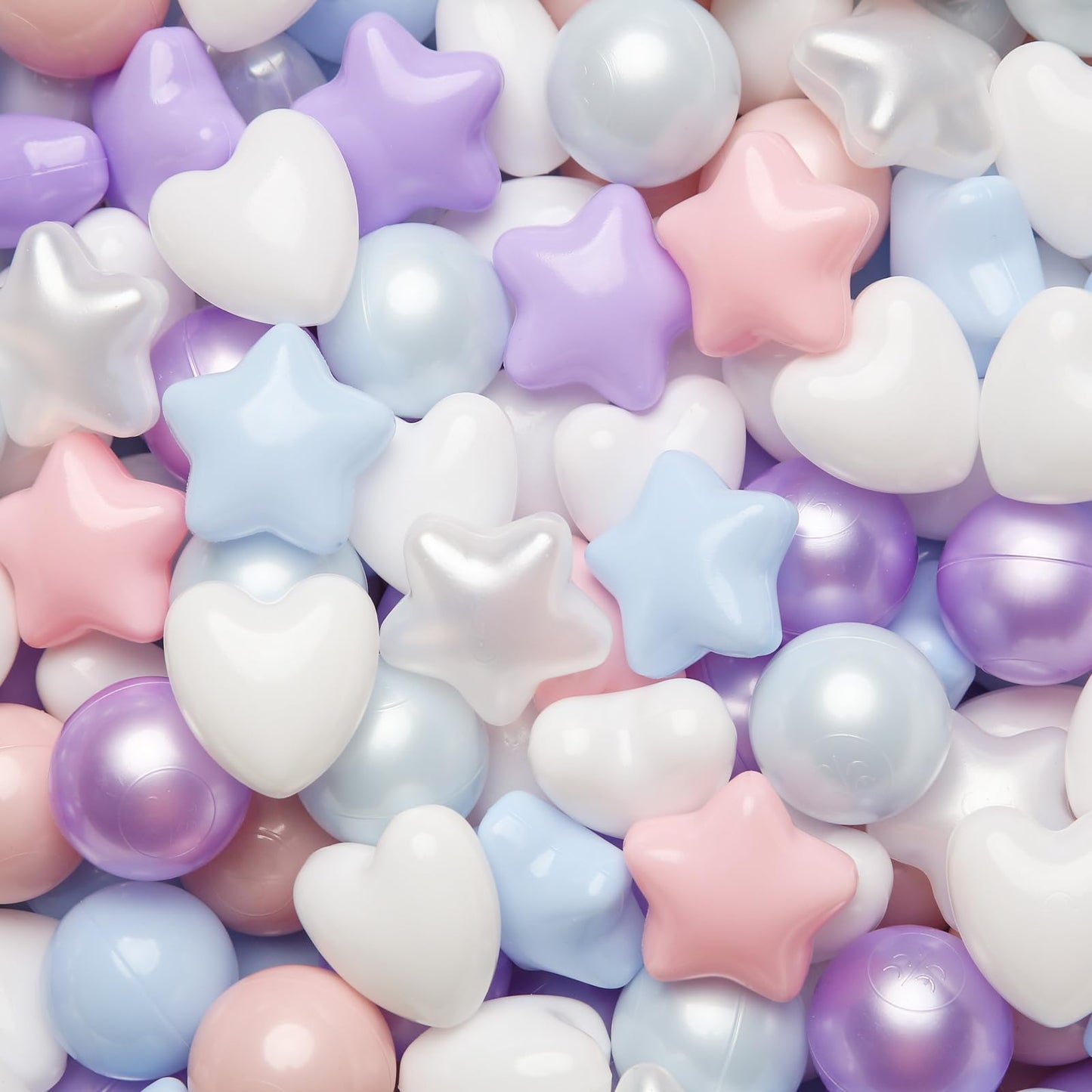 TRENDPLAY Ball Pit Balls 500 Count – Star & Heart Shapes for Toddlers (Pink, Blue, Purple)
