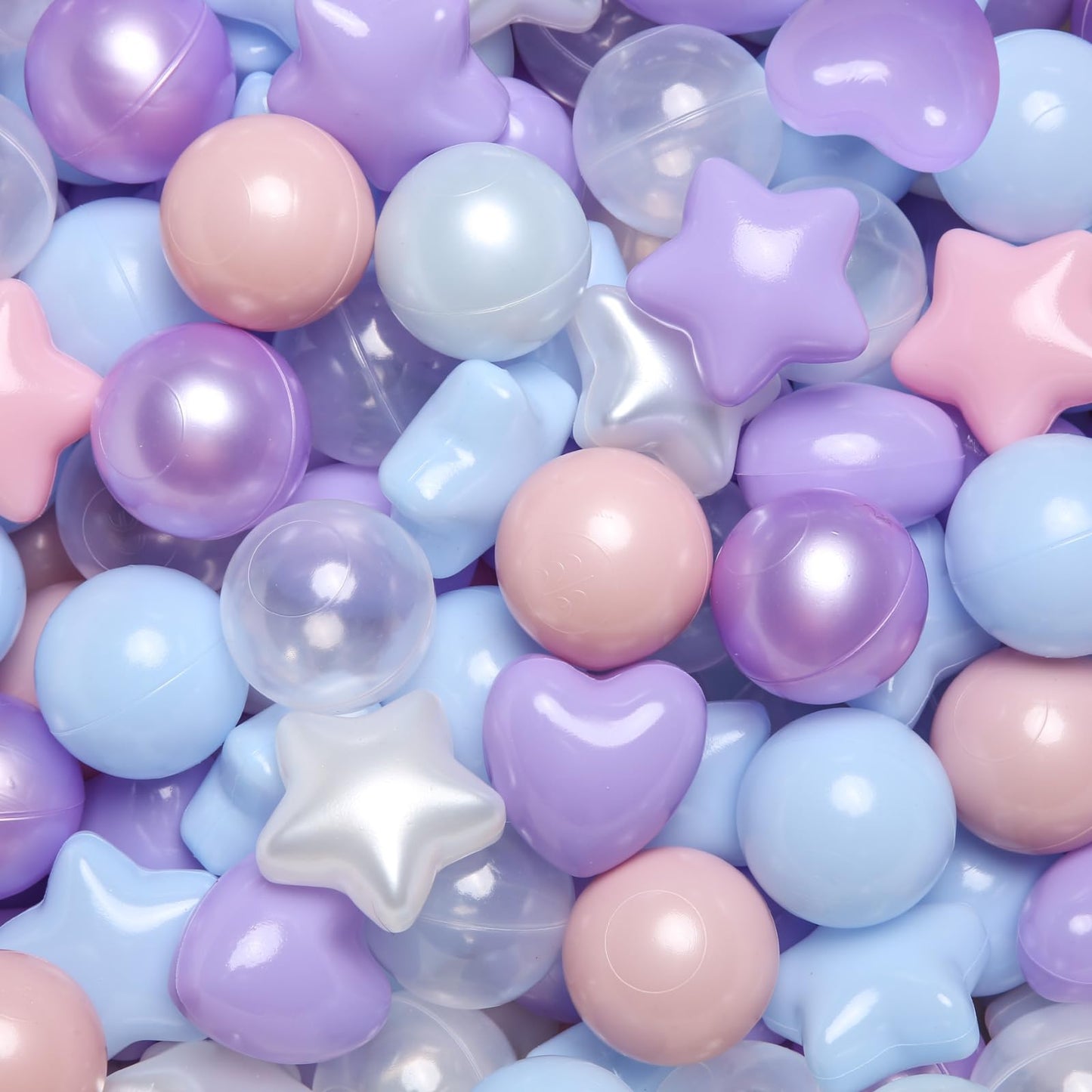 TRENDPLAY Ball Pit Balls – Stars & Hearts (200 Count) for Toddlers | Blue Pink Purple White