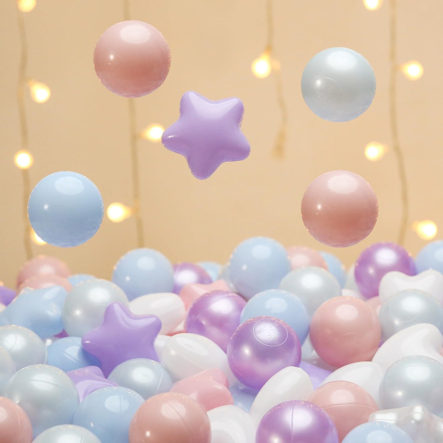TRENDPLAY Ball Pit Balls 500 Count – Star & Heart Shapes for Toddlers (Pink, Blue, Purple)