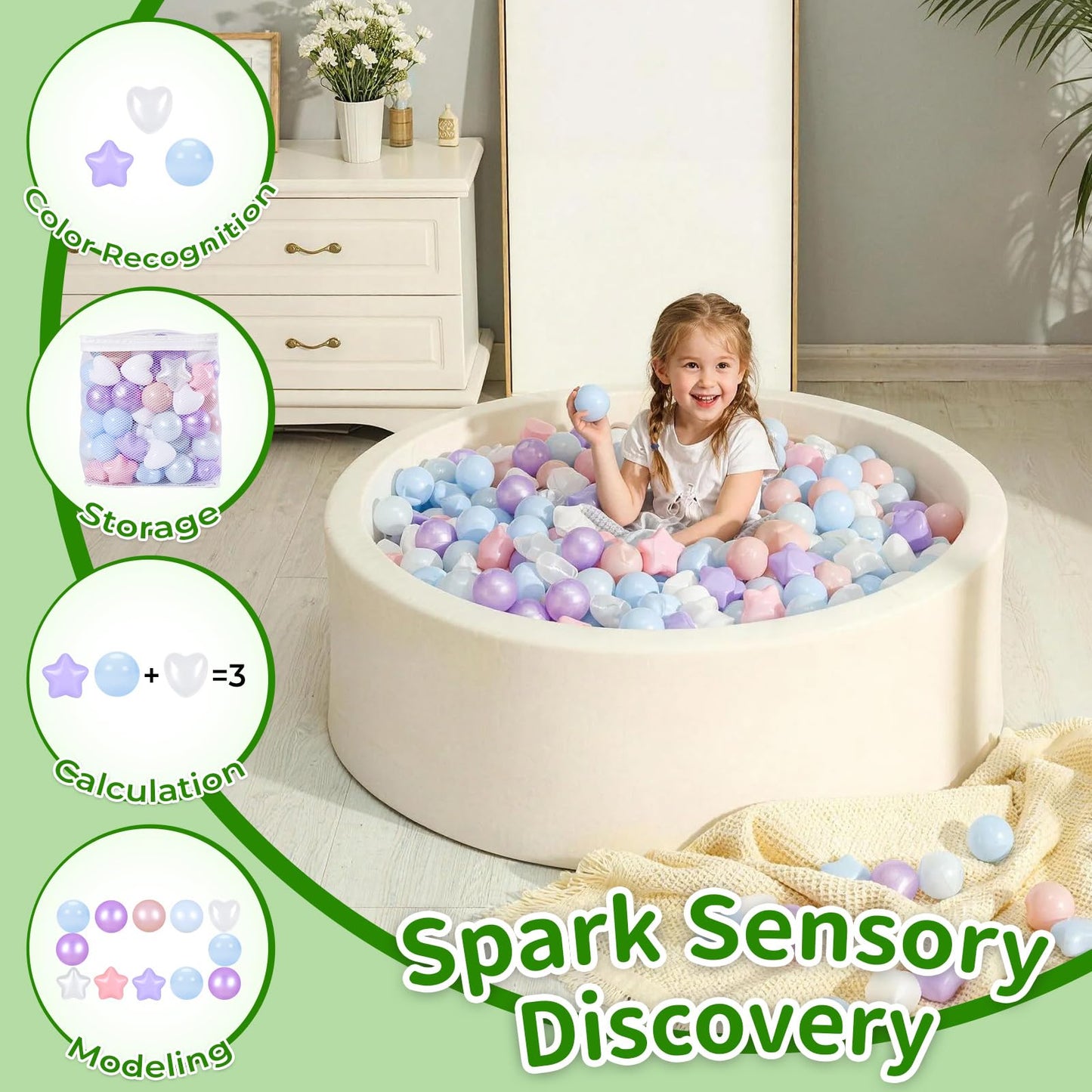 TRENDPLAY Ball Pit Balls – Stars & Hearts, 100 Count, Safe Colorful Play for Toddlers