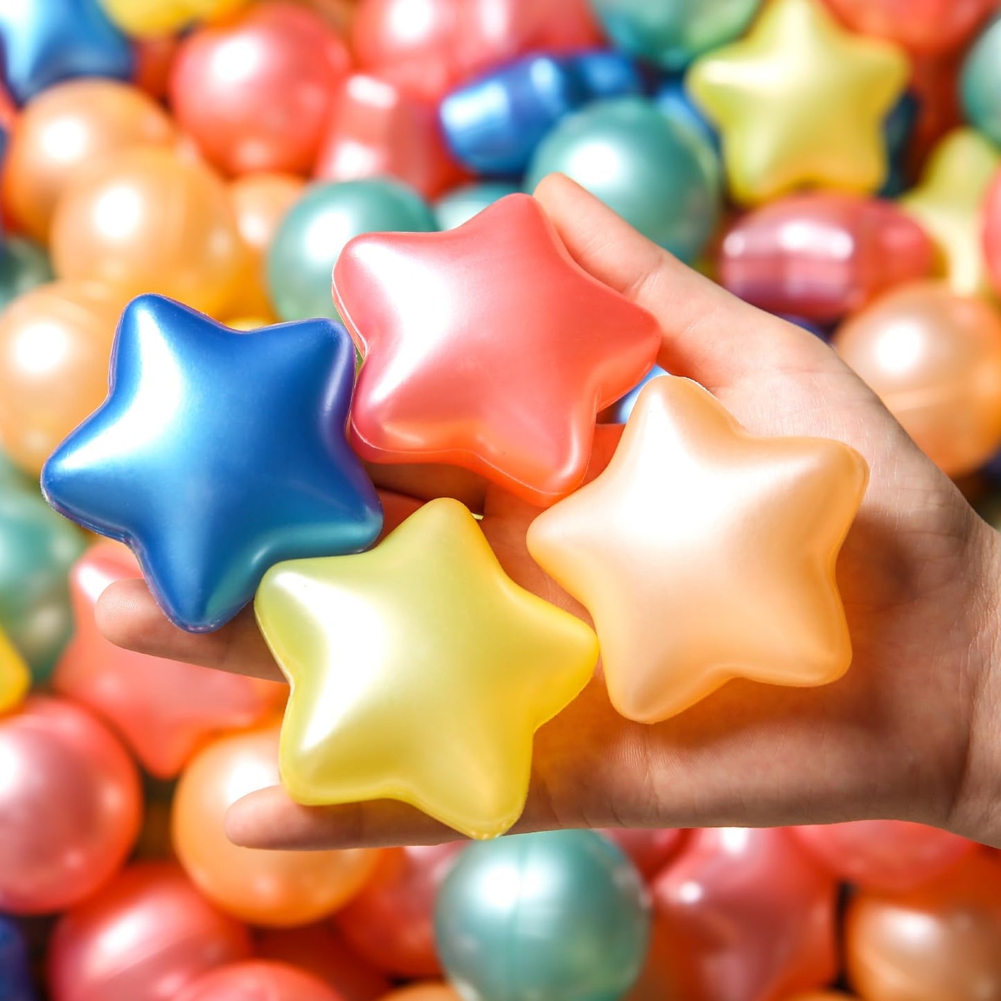 TRENDPLAY Star Ball Pit Balls for Toddlers – 200 Count, Non-Toxic, Pearl Color Mix