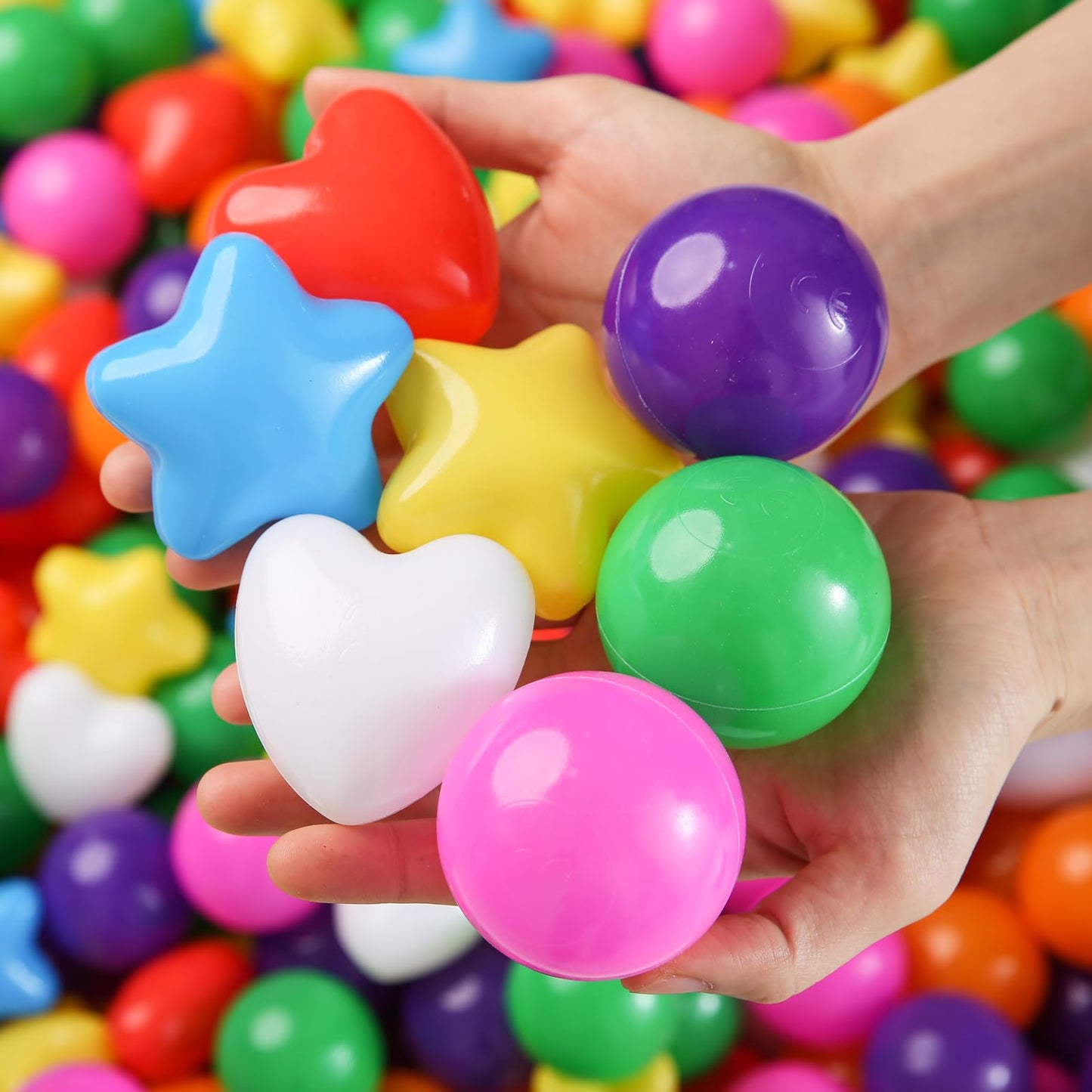TRENDPLAY Ball Pit Balls – Stars & Hearts Shapes (100 Count)