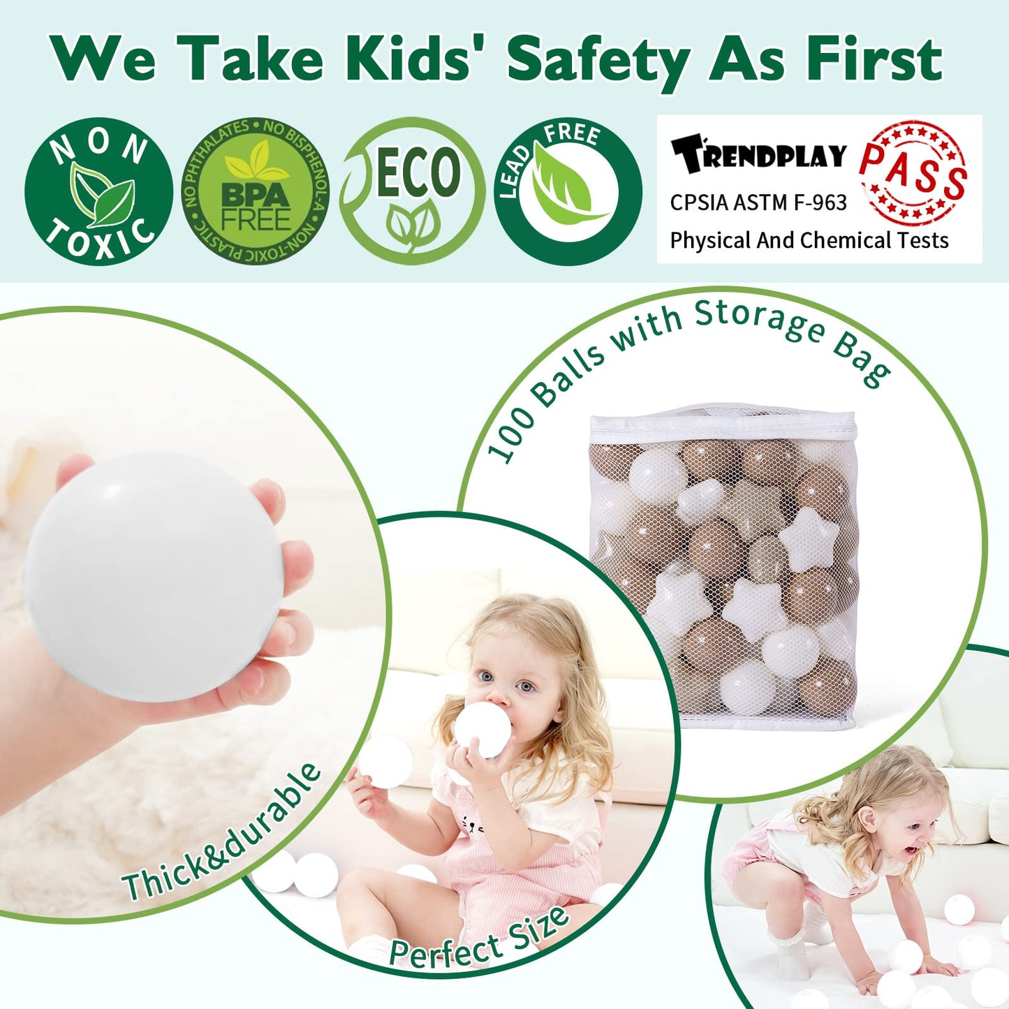 TRENDPLAY Star Ball Pit Balls – 100 Count Non-Toxic Star Balls for Toddlers