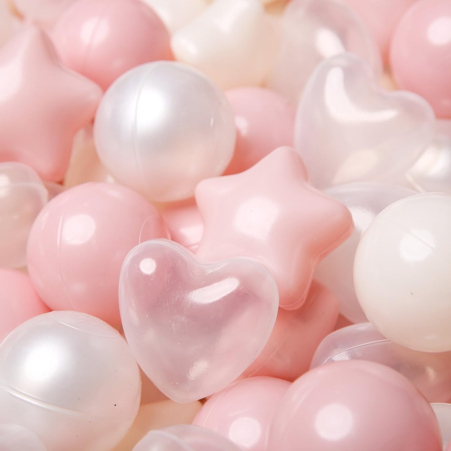 TRENDPLAY Ball Pit Balls – 500 Count Star & Heart Shapes in Pink Mix for Toddlers