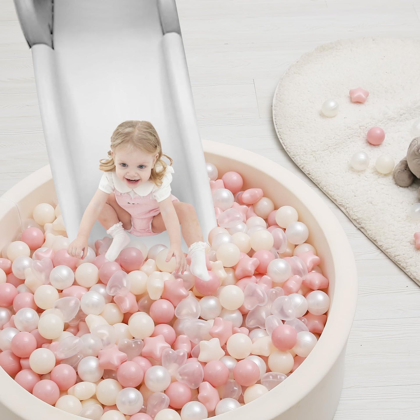 TRENDPLAY Ball Pit Balls – 500 Count Star & Heart Shapes in Pink Mix for Toddlers