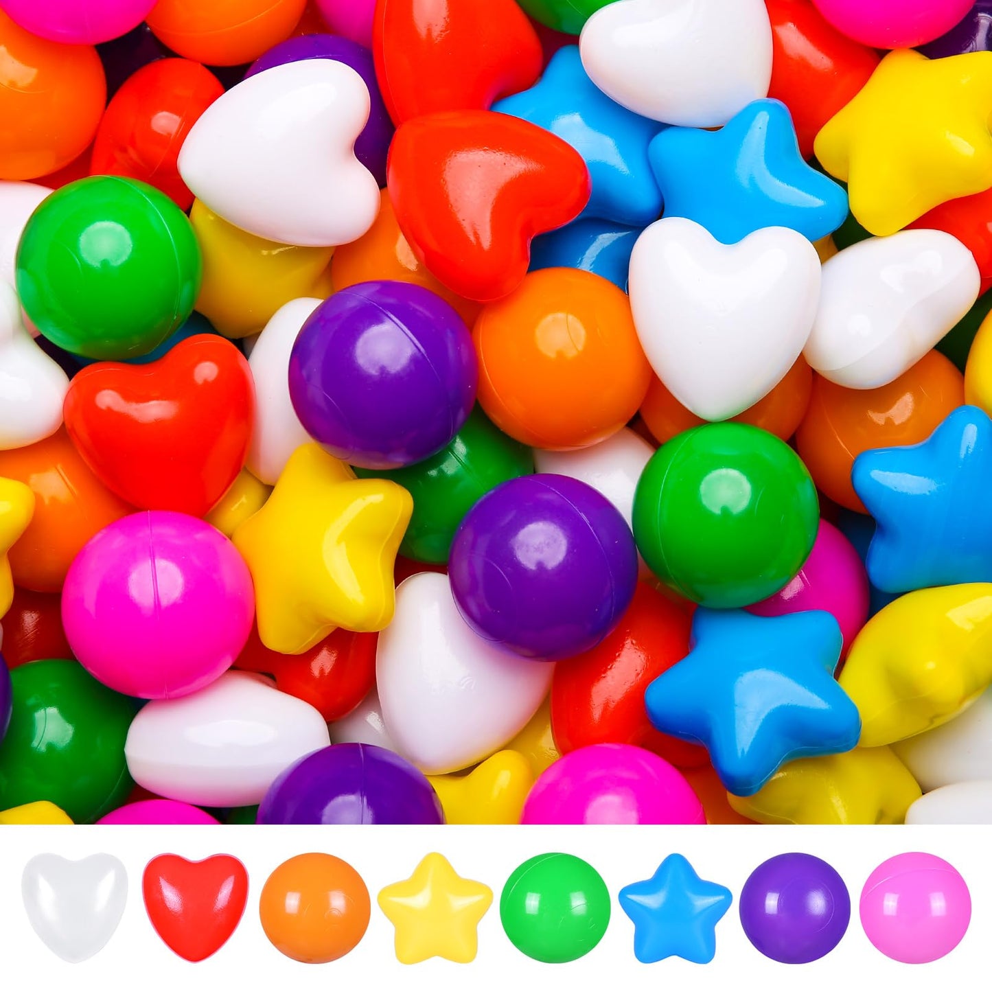 TRENDPLAY Ball Pit Balls – Stars & Hearts Shapes (100 Count)