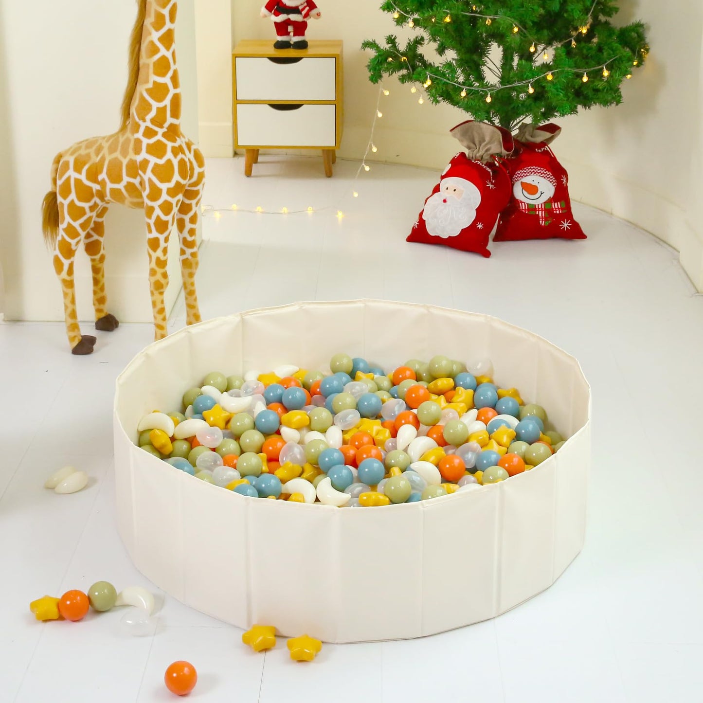 TRENDPLAY 31-Inch Beige Ball Pit for Toddlers, Kids & Pets — Collapsible Play Tent with Storage Bag