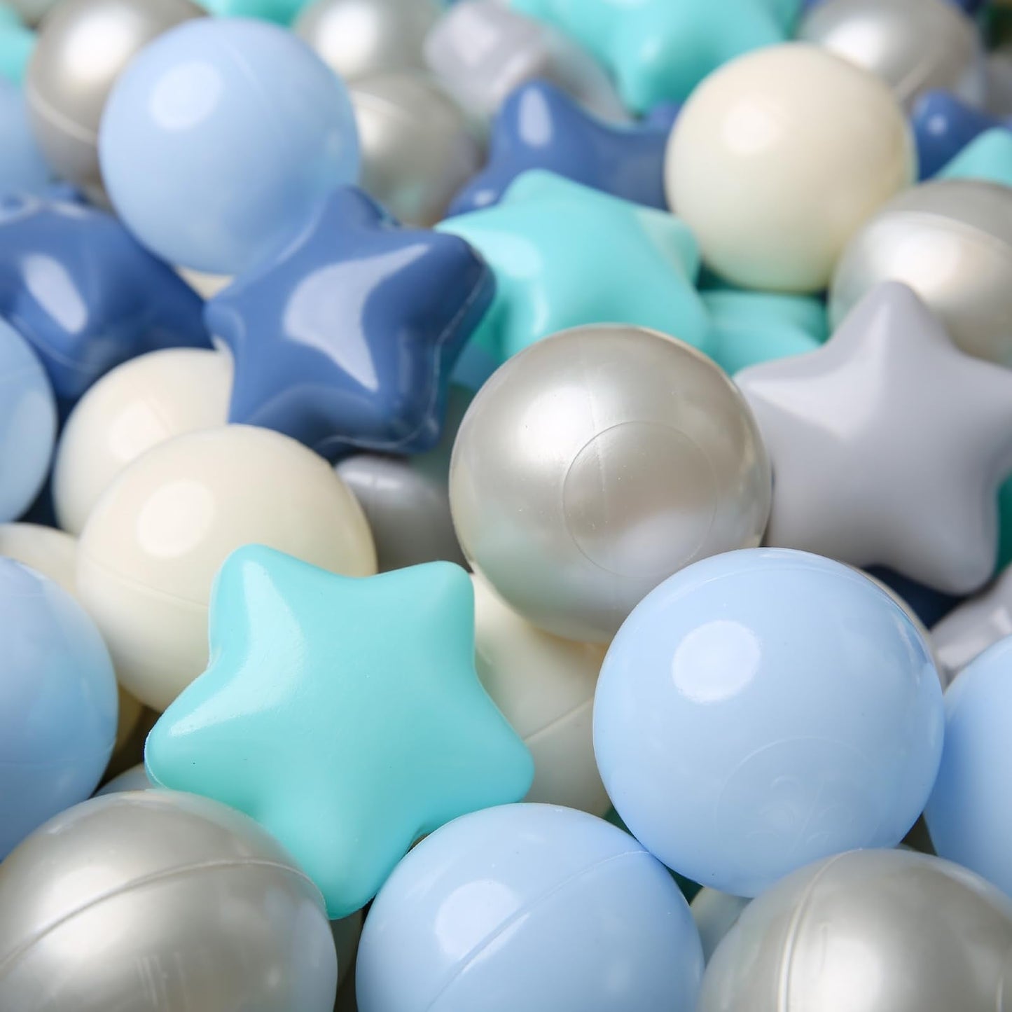 TRENDPLAY Star Ball Pit Balls 500 – Safe Blue & Cream Shapes for Toddlers | Party Decor & Creative Play