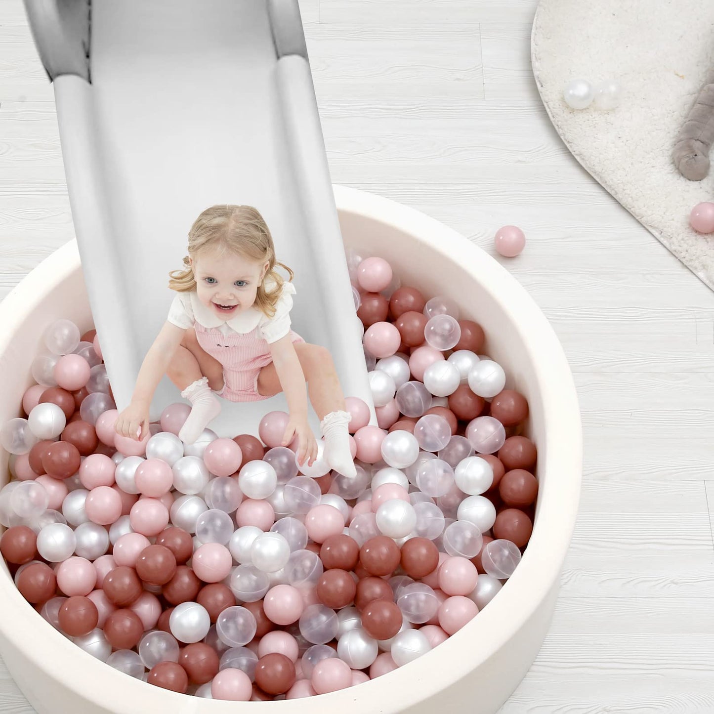 TRENDPLAY 2.2 Inch Plastic Balls for Ball Pits – 200 Pack in Cream Pink & Pearl White