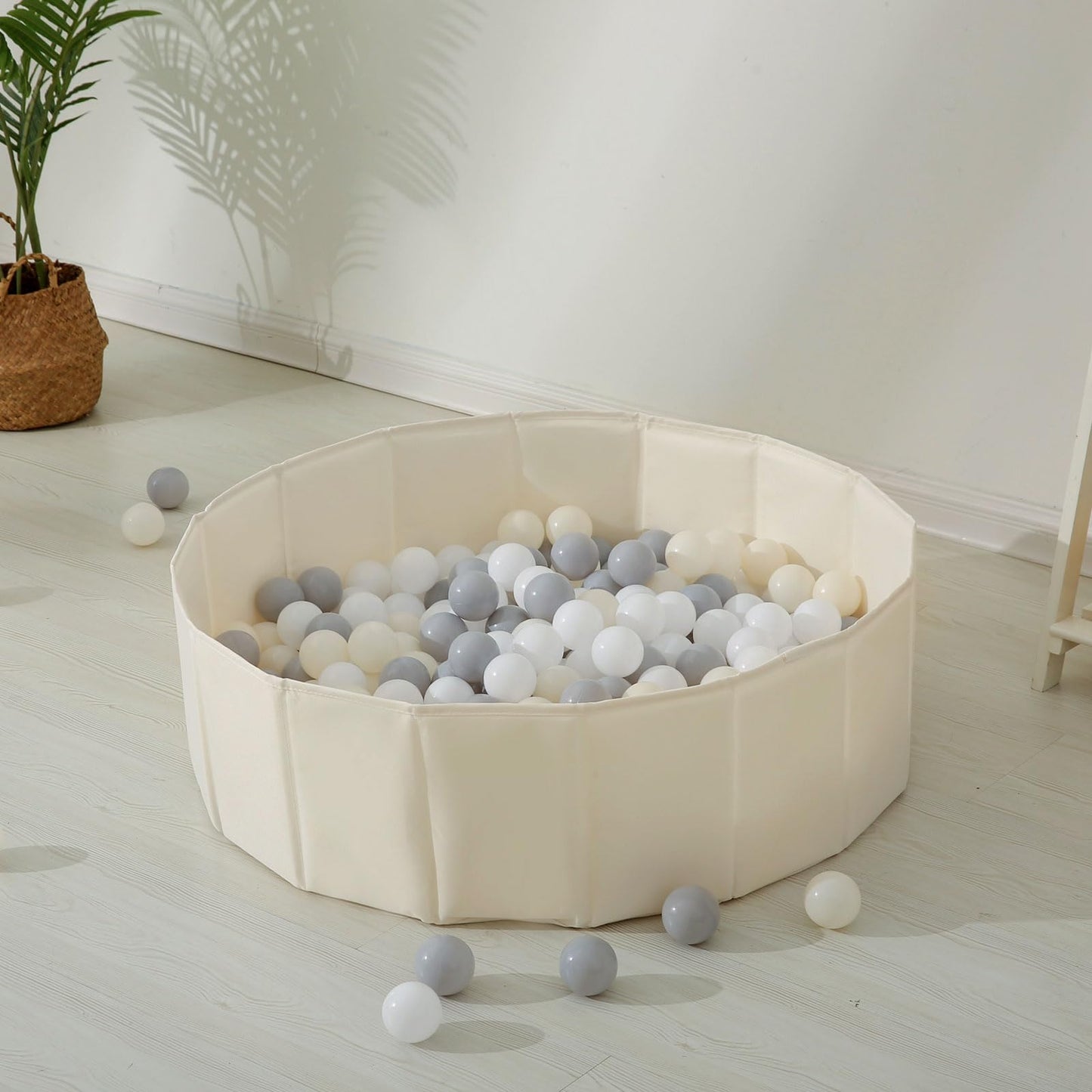 TRENDPLAY 31-Inch Beige Ball Pit for Toddlers, Kids & Pets — Collapsible Play Tent with Storage Bag
