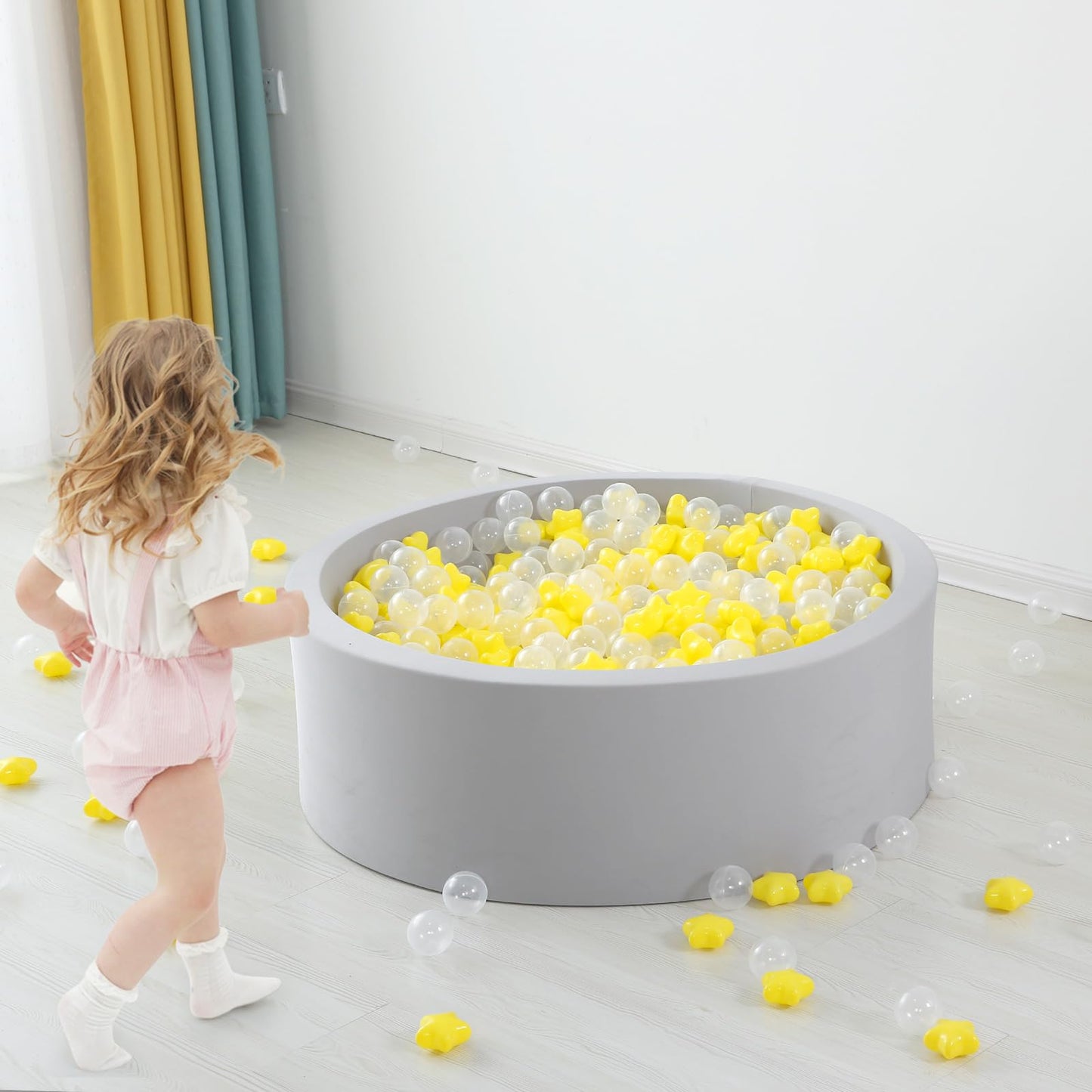 TRENDPLAY Star Ball Pit Balls for Toddlers – 200 Non-Toxic Yellow Clear