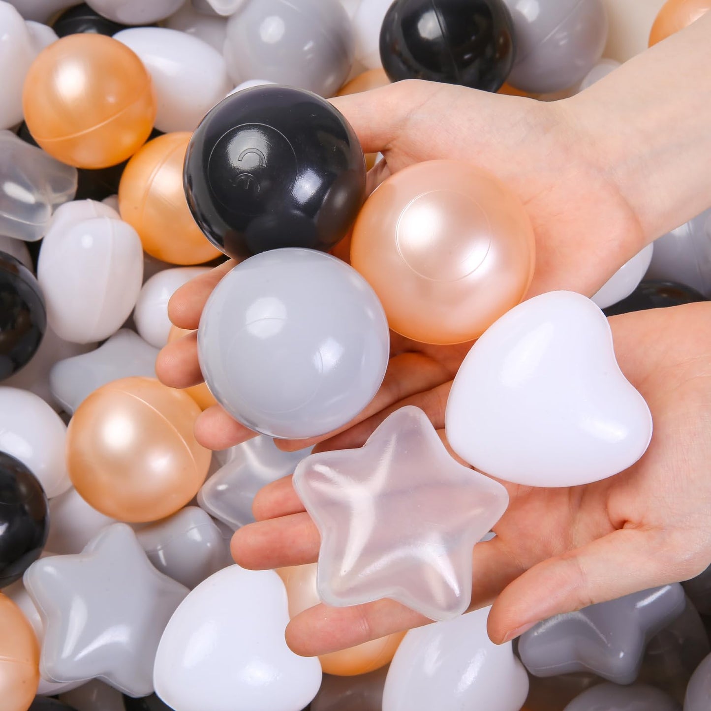 TRENDPLAY Ball Pit Balls – 200 Count Stars & Hearts, Safe Plastic