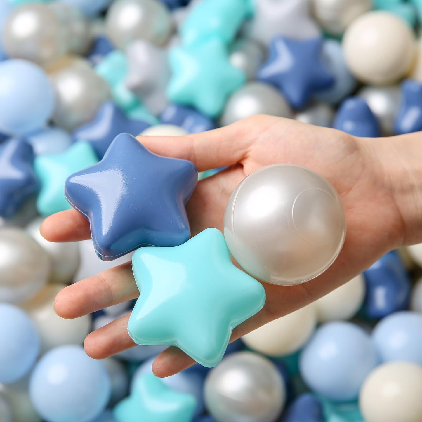 TRENDPLAY Star Ball Pit Balls - 200 Blue Balls for Toddlers | Safe, Durable Play