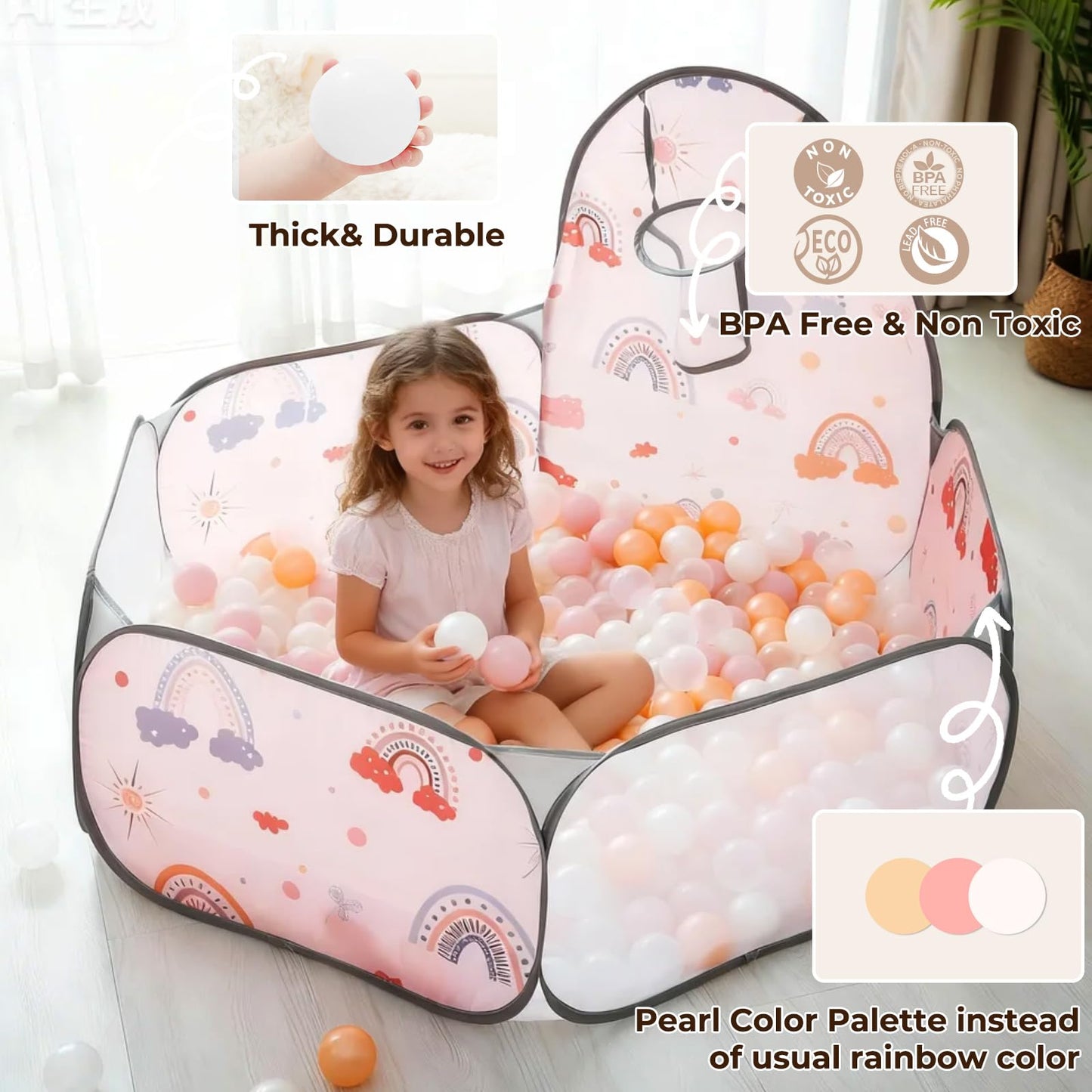TRENDPLAY 100-Pack Hollow Plastic Balls for Ball Pits – Safe & Colorful