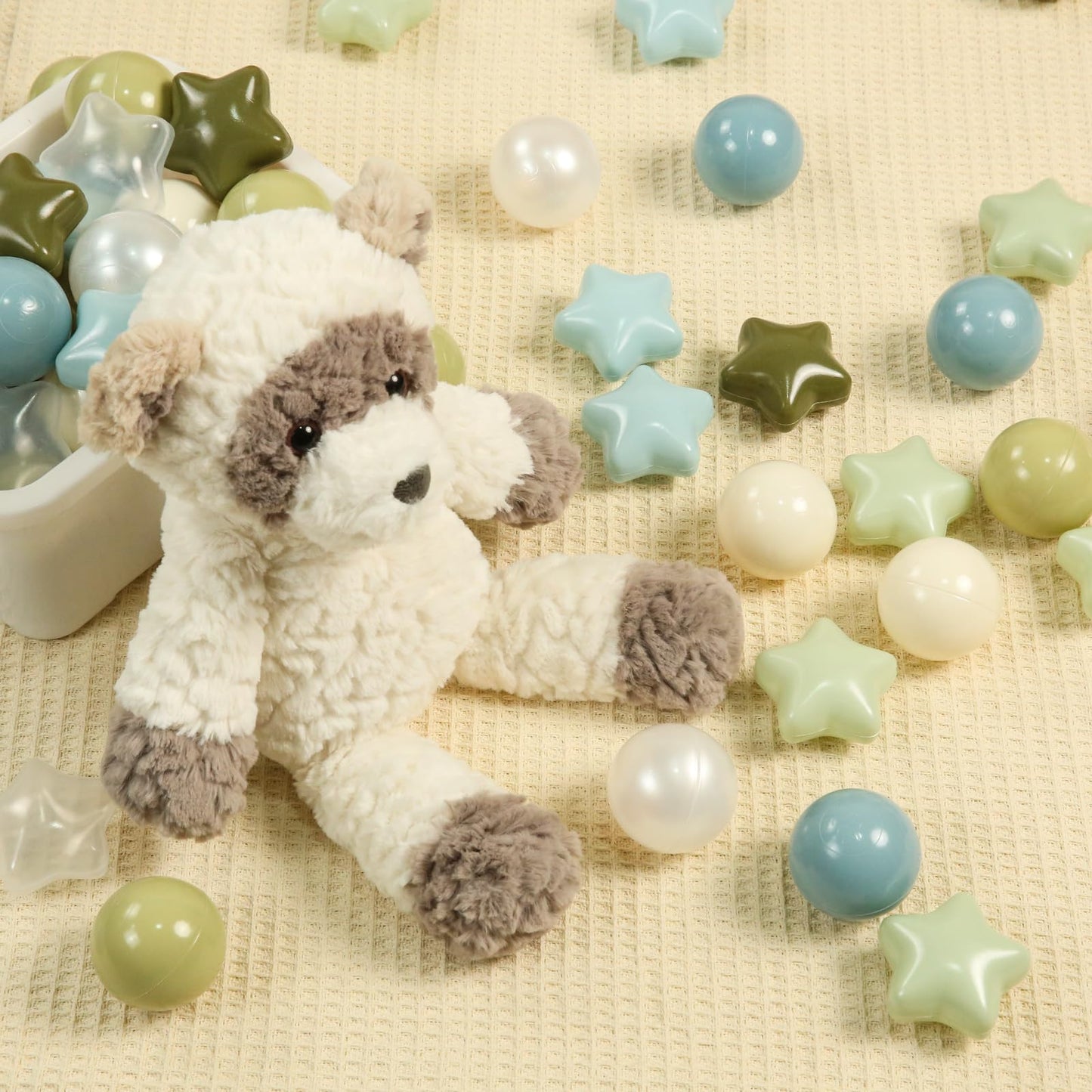 TRENDPLAY Star Ball Pit Balls 500 – Creamy Blue, Creamy Green, Pearl & Clear – Safe, Fun Shapes for Toddlers