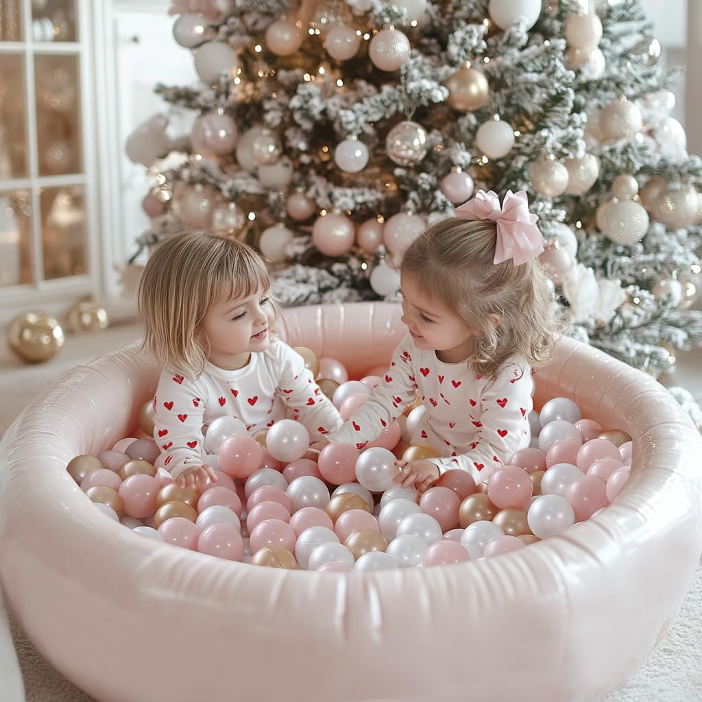 TRENDPLAY Pink & Pearl Brown Hollow Ball Pit Balls – 100-Pack, Safe & Durable