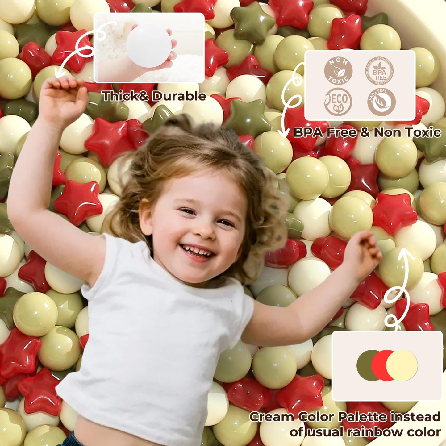 TRENDPLAY Star Ball Pit Balls – 100 Count, Non-Toxic Safe Play for Toddlers