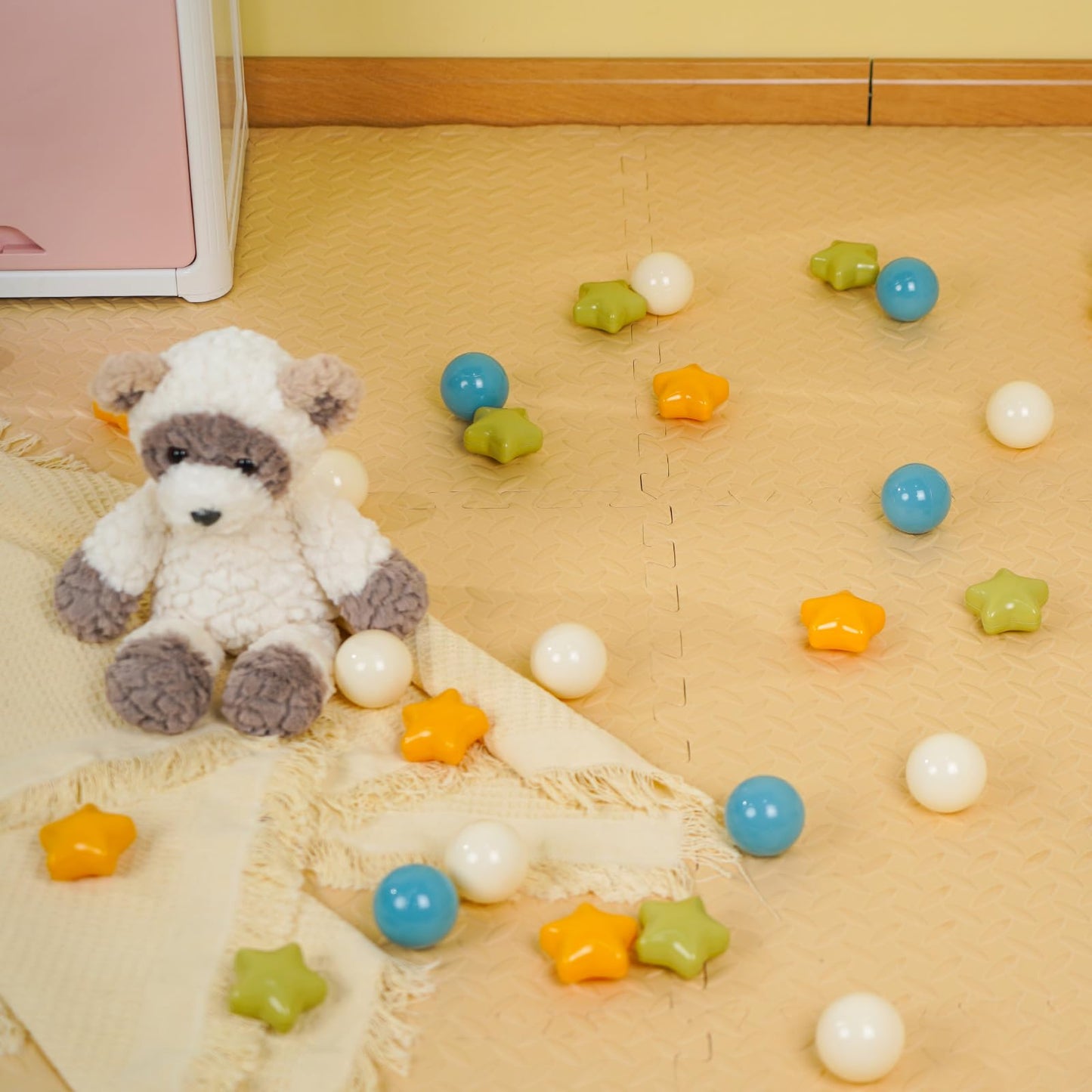 TRENDPLAY Star Ball Pit Balls 500 – Safe Toddler Toys (Yellow/Blue/Green)