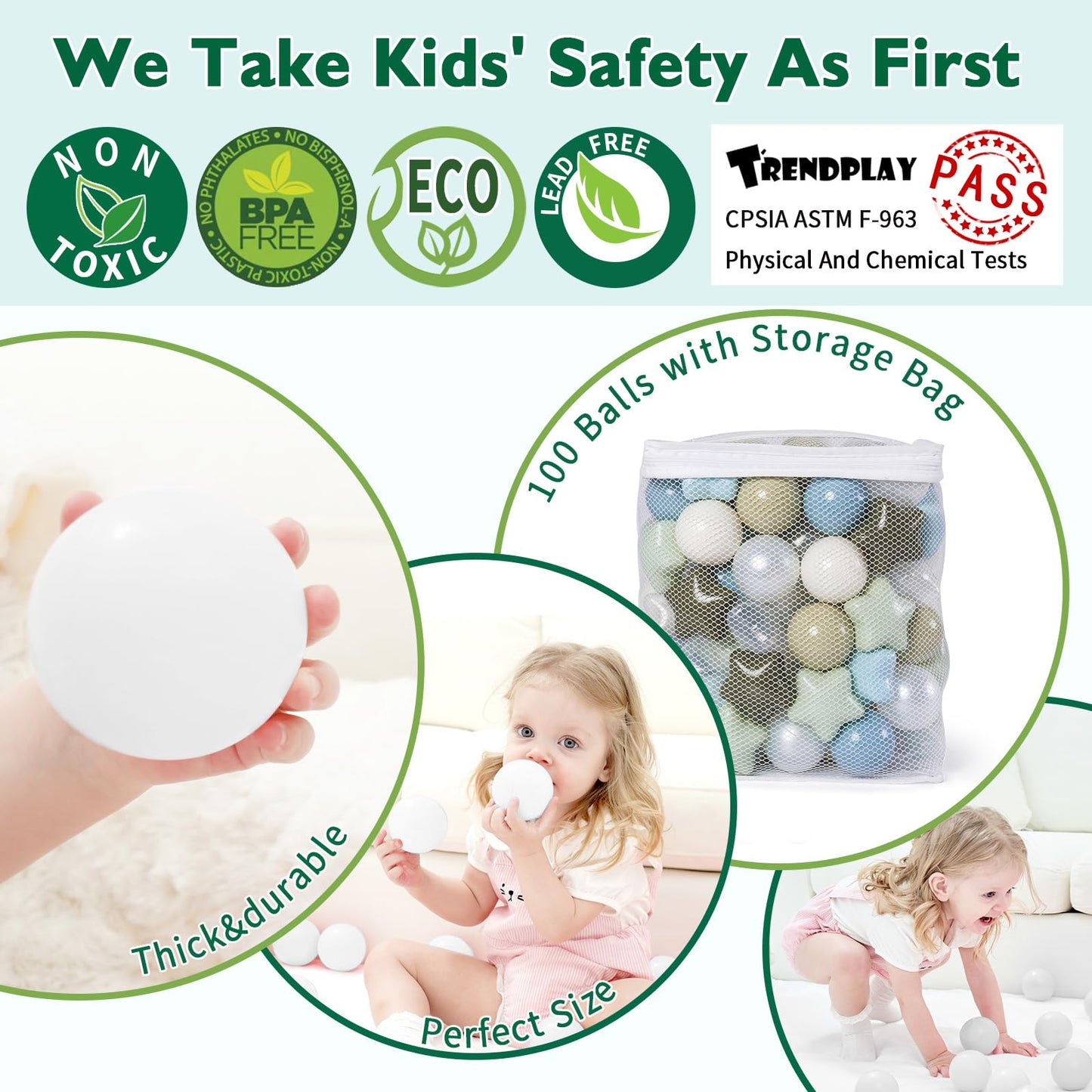 TRENDPLAY Star Ball Pit Balls 100 Pcs – Colorful 2.2-Inch Balls for Toddlers