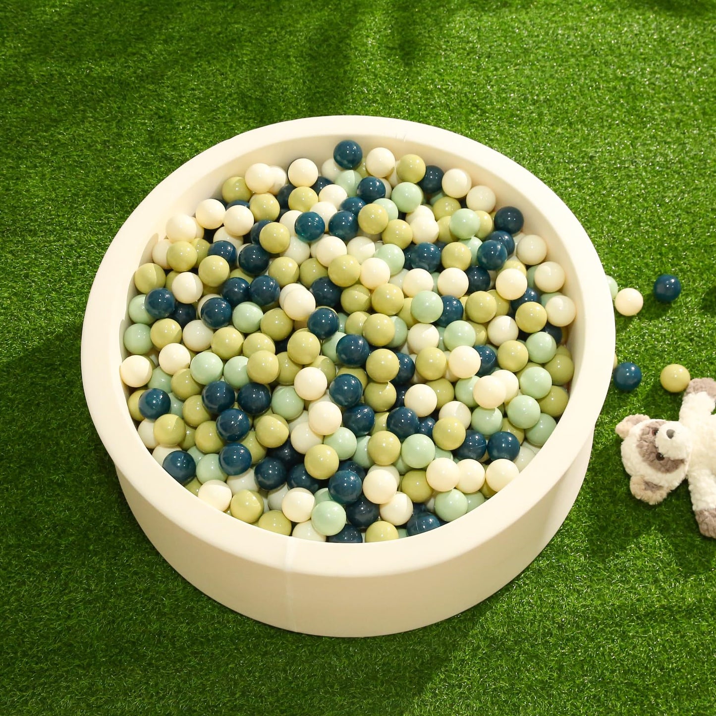 TRENDPLAY Plastic Balls for Ball Pits – 100-Pack Hollow, Cream & Green