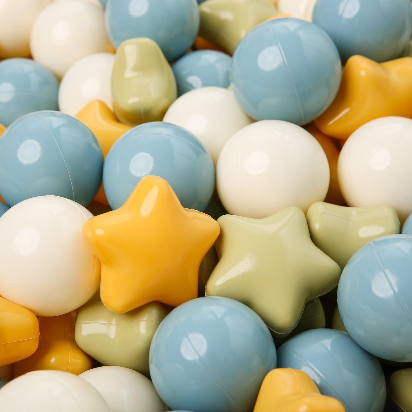TRENDPLAY Star Ball Pit Balls 500 – Safe Toddler Toys (Yellow/Blue/Green)