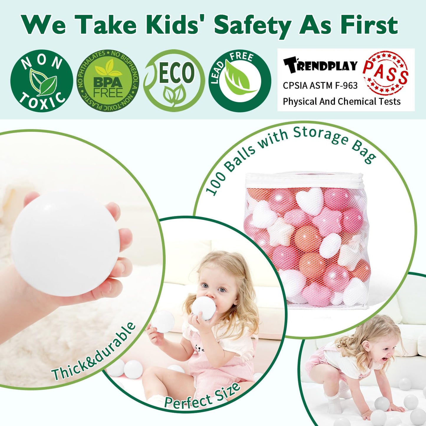 TRENDPLAY Ball Pit Balls – Star & Heart Shapes, 100 Count | Safe, Colorful Play for Toddlers