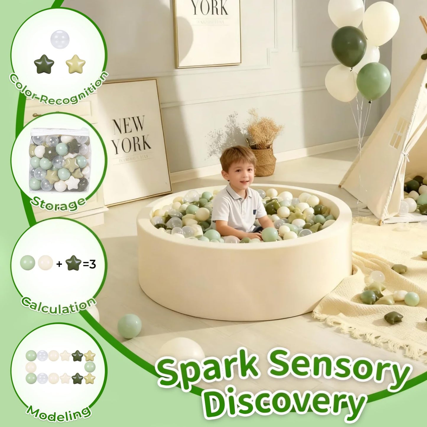TRENDPLAY Star Ball Pit Balls 500 - Shapes for Toddlers, Party Decor & Playtime