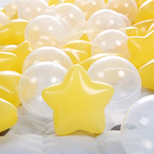 TRENDPLAY Star Ball Pit Balls for Toddlers – 200 Non-Toxic Yellow Clear
