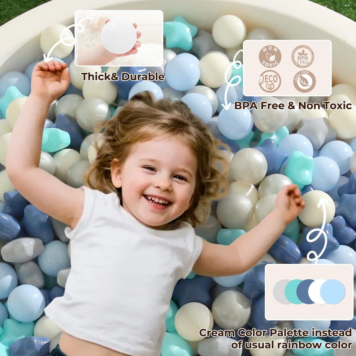 TRENDPLAY Star Ball Pit Balls - 200 Blue Balls for Toddlers | Safe, Durable Play
