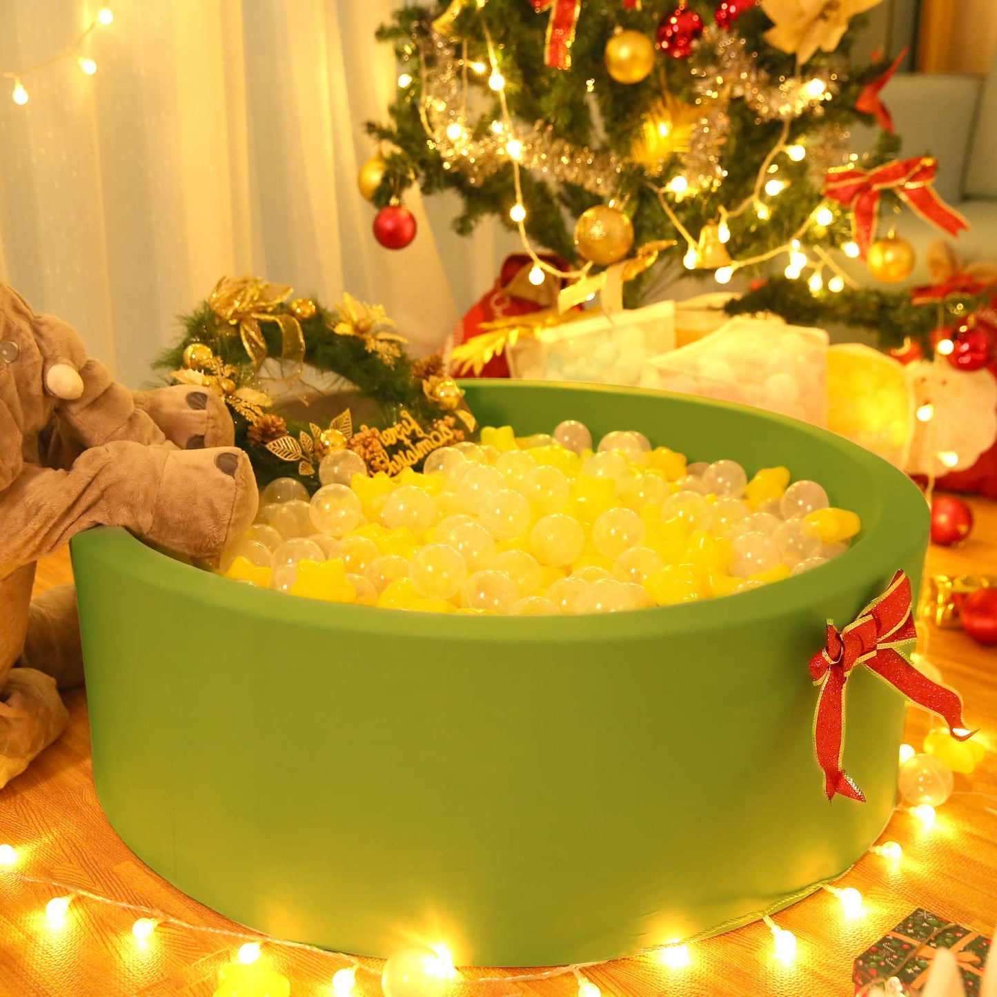 TRENDPLAY Star Ball Pit Balls for Toddlers – 200 Non-Toxic Yellow Clear