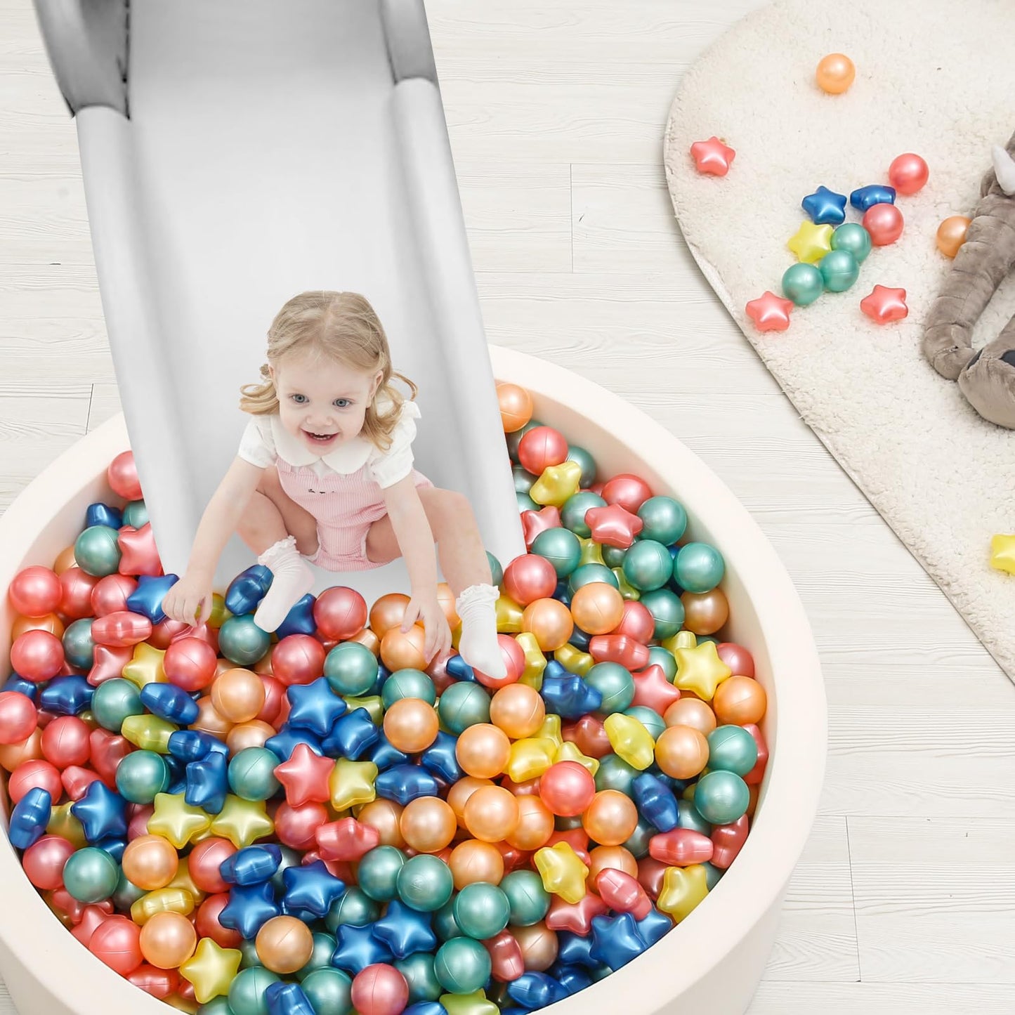 TRENDPLAY Star Ball Pit Balls for Toddlers – 200 Count, Non-Toxic, Pearl Color Mix