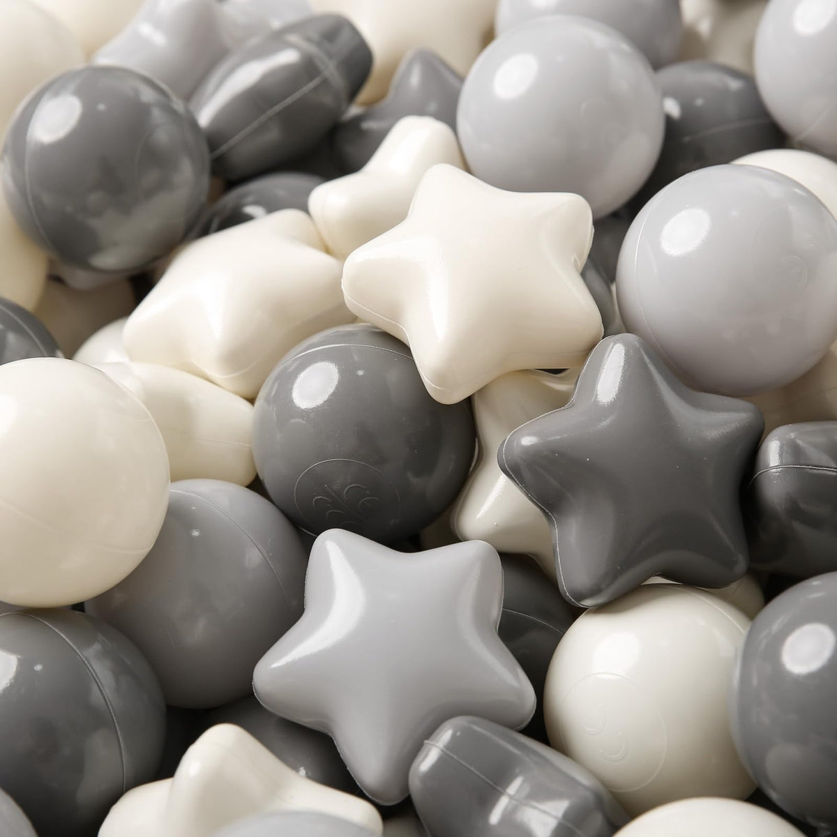 TRENDPLAY Star Ball Pit Balls for Toddlers – 200 Count, Non-Toxic, Gradient Creamy Gray